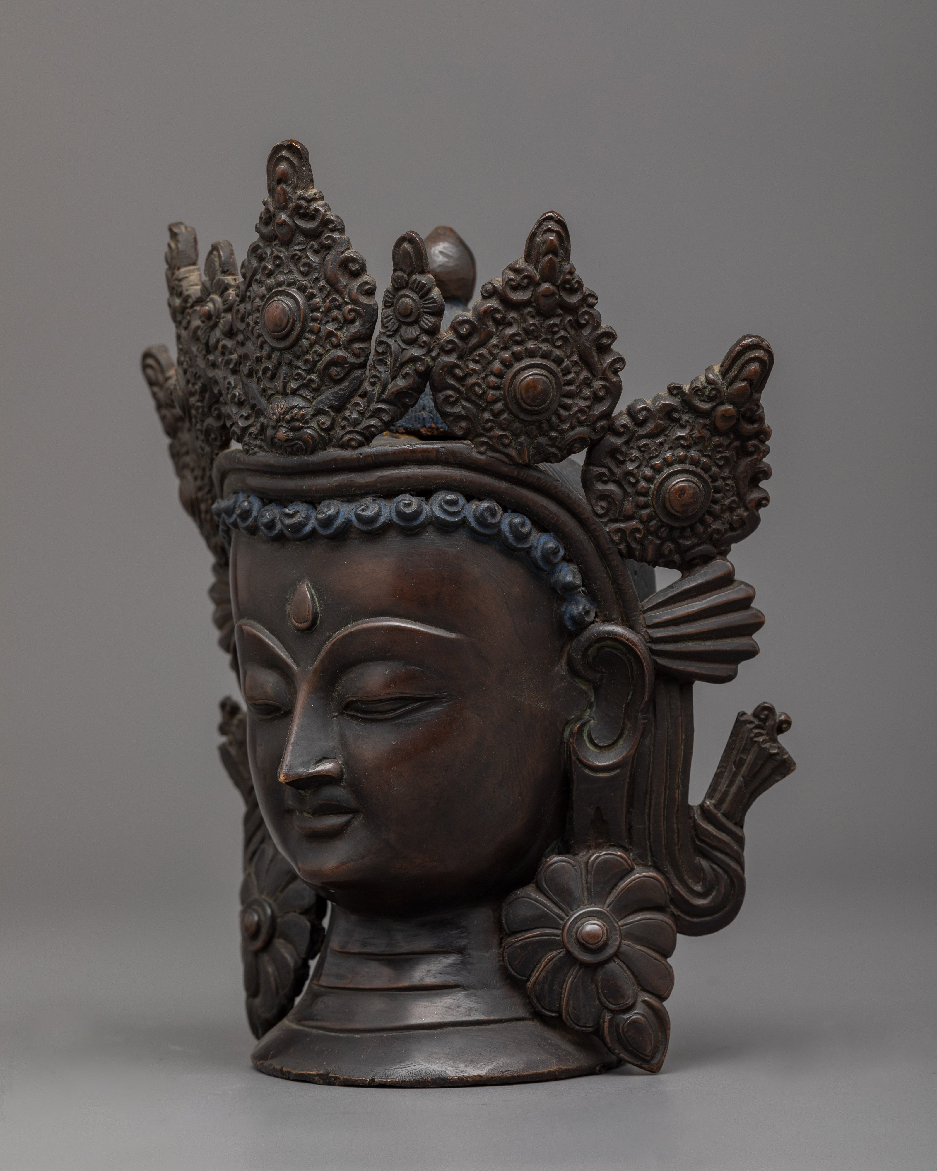 Crown Buddha Head Statue | Symbol of Tranquility and Peace