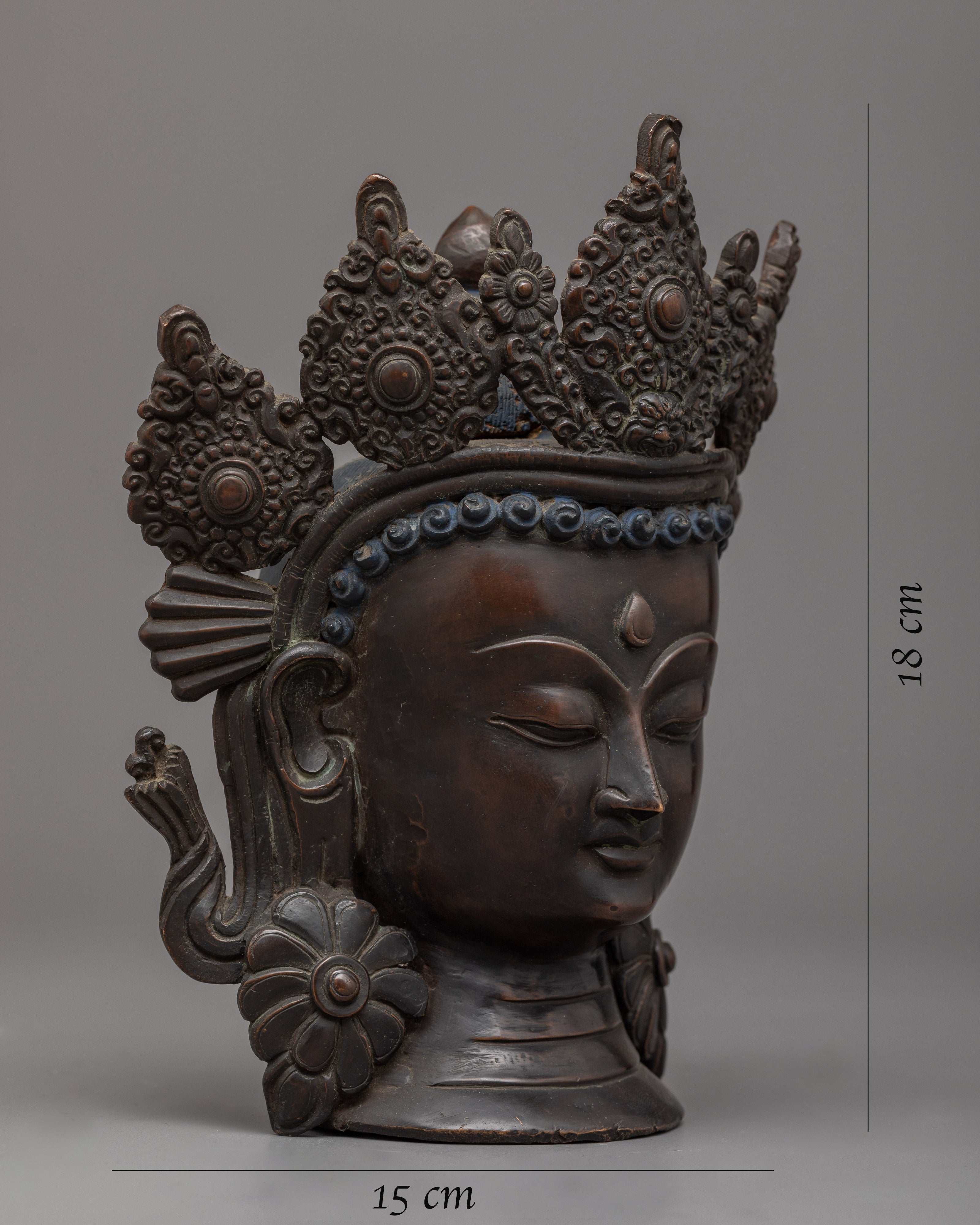 Crown Buddha Head Statue | Symbol of Tranquility and Peace
