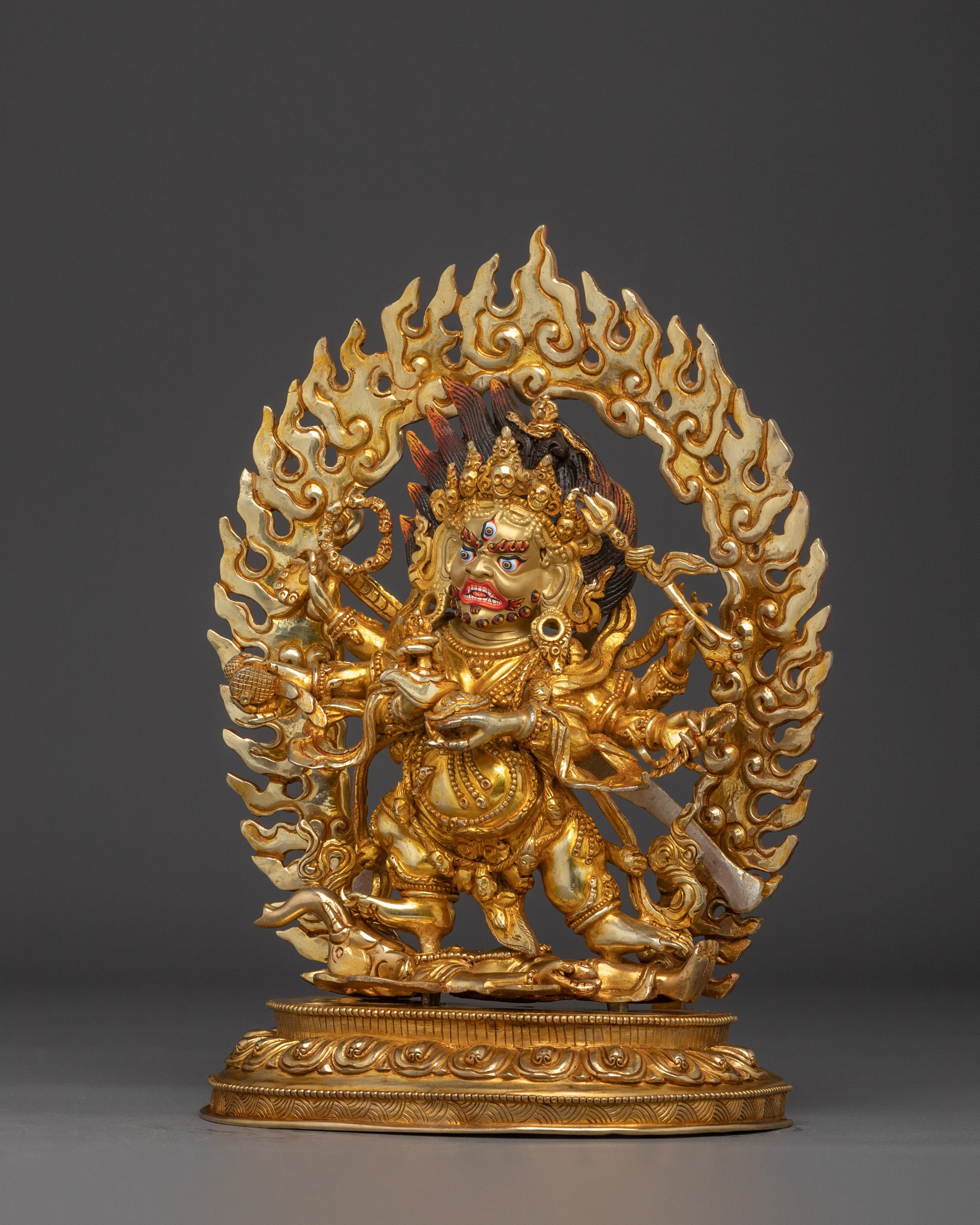 Handcrafted  Six Armed Mahakala Statue for Meditation | Fierce Buddhist Protector