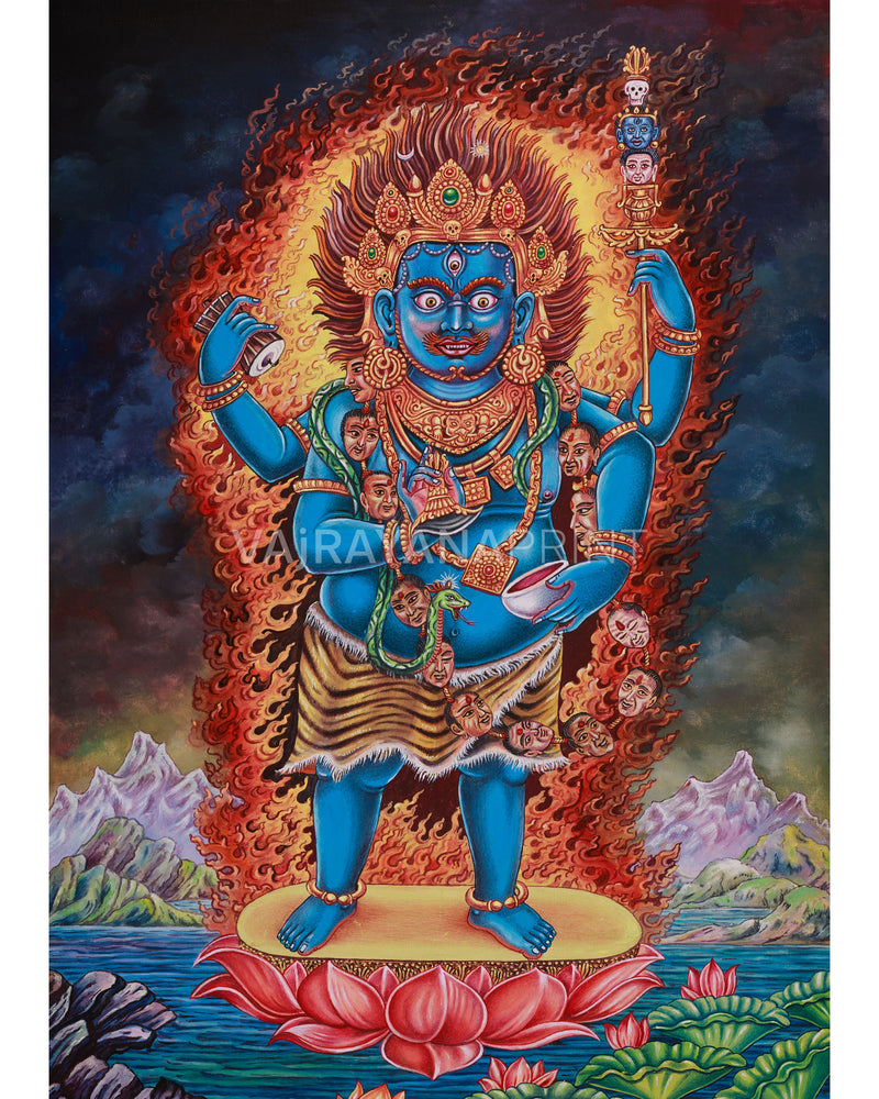 Four Armed Mahakala Thangka Print