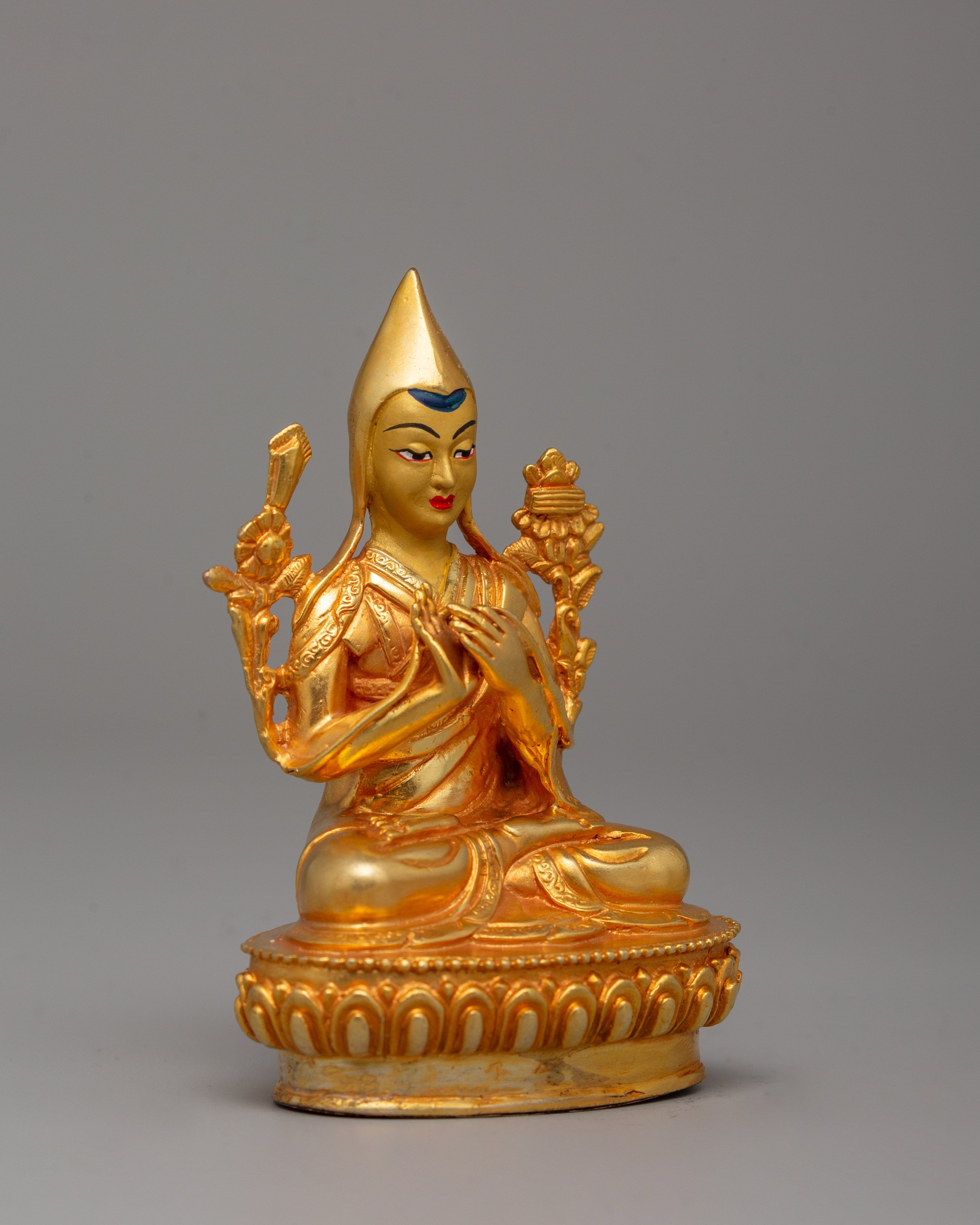 Gold-Plated Tsongkhapa Statue | Revered Tibetan Buddhist Master