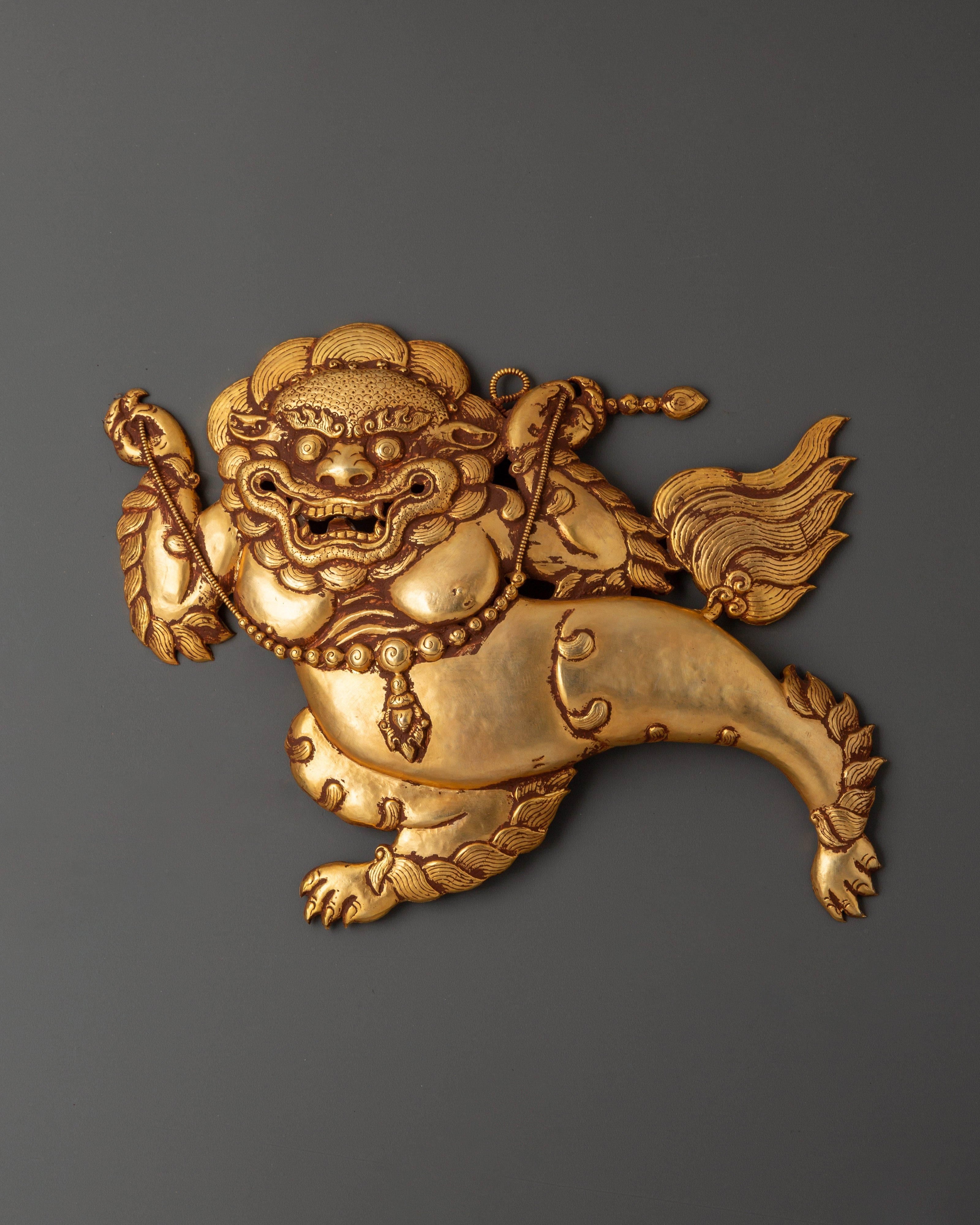 Lion Protector Wall Hanging | Handcrafted Tibetan Guardian Decor