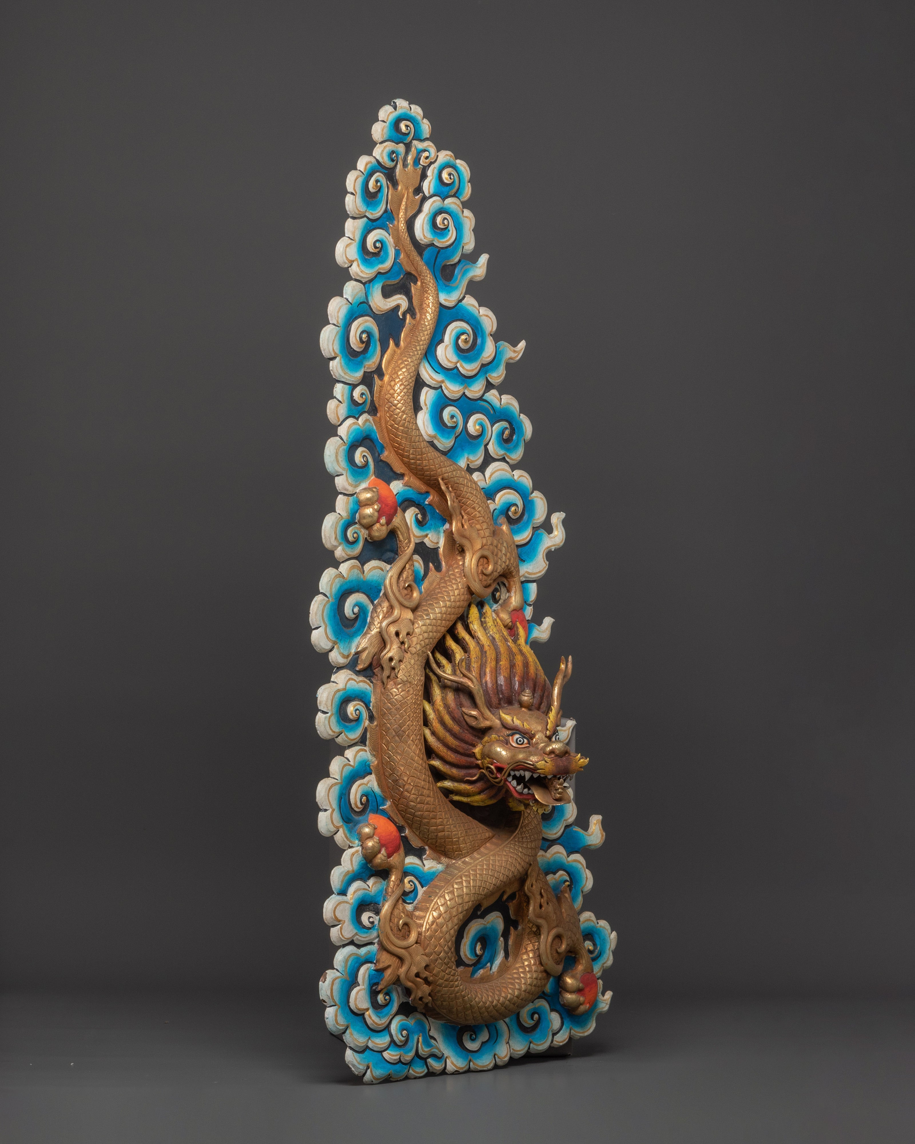 Handcrafted Dragon Wall Hanging | Intricate Cloud & Fire Design for Unique Home Decor