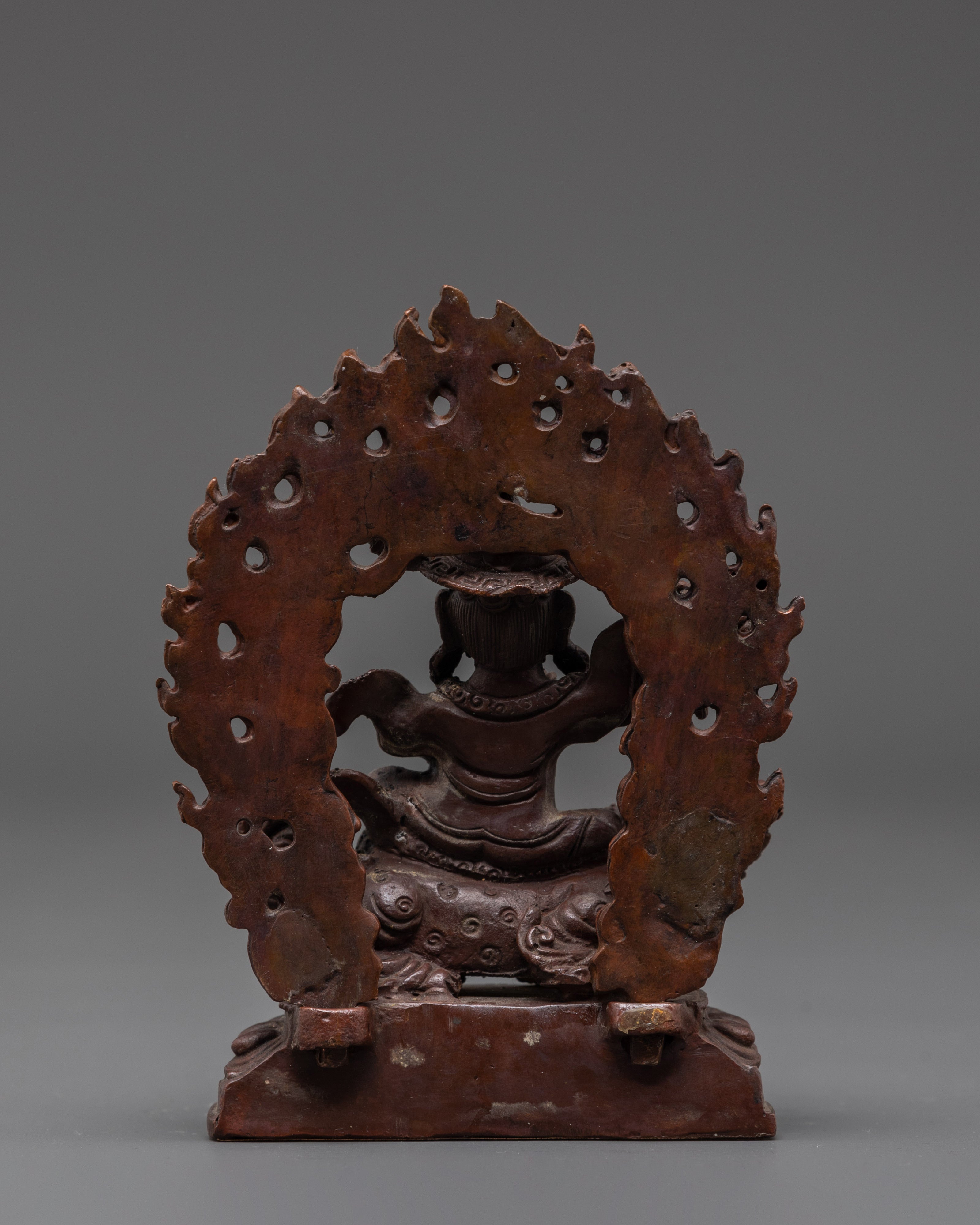 Protector Deity Dorje Legpa Statue | Tibetan Oxidized Copper Ritual Sculpture