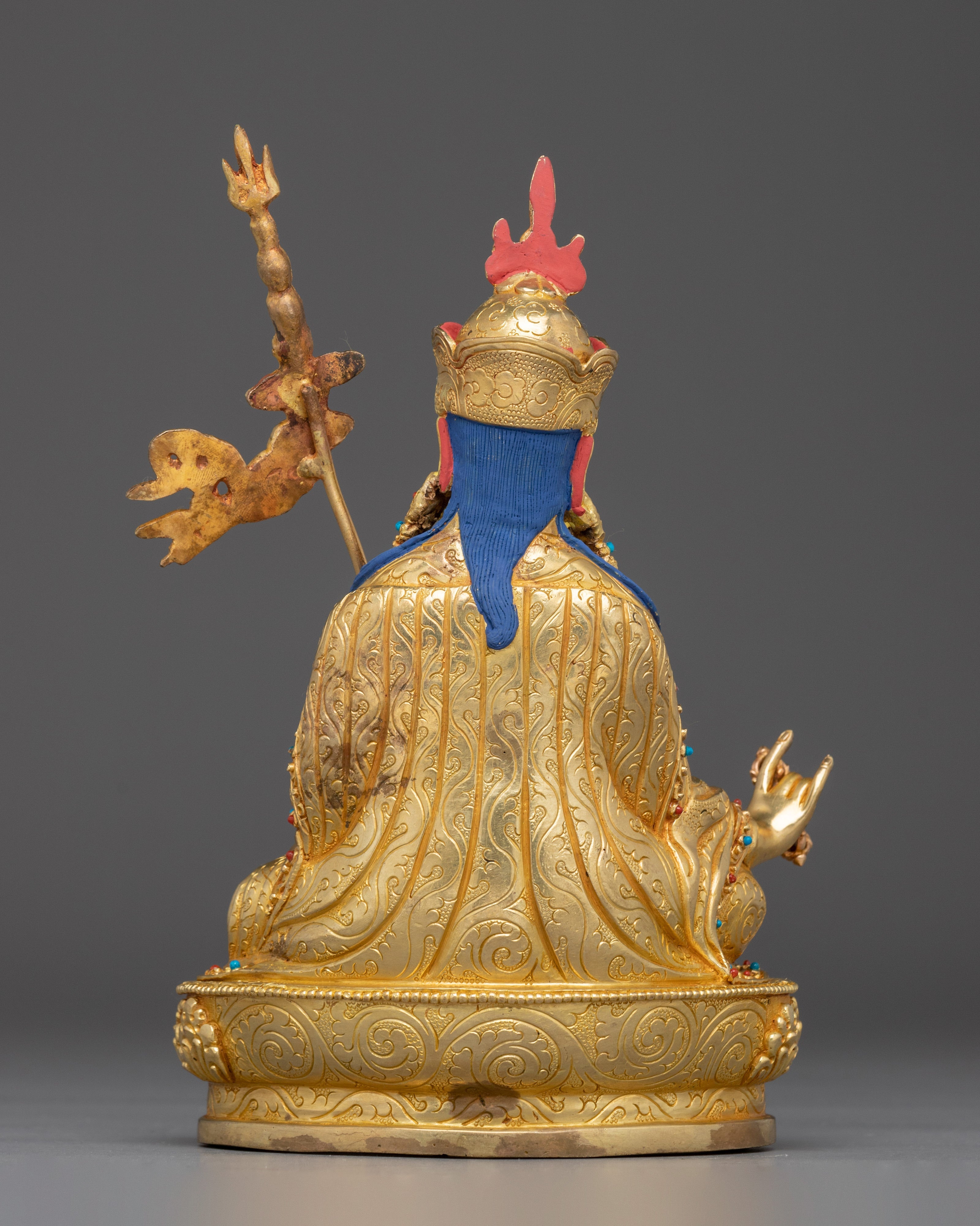 Buddhist Master Padmasambhava Statue | Handcrafted Gold Plated Guru Rinpoche Figure