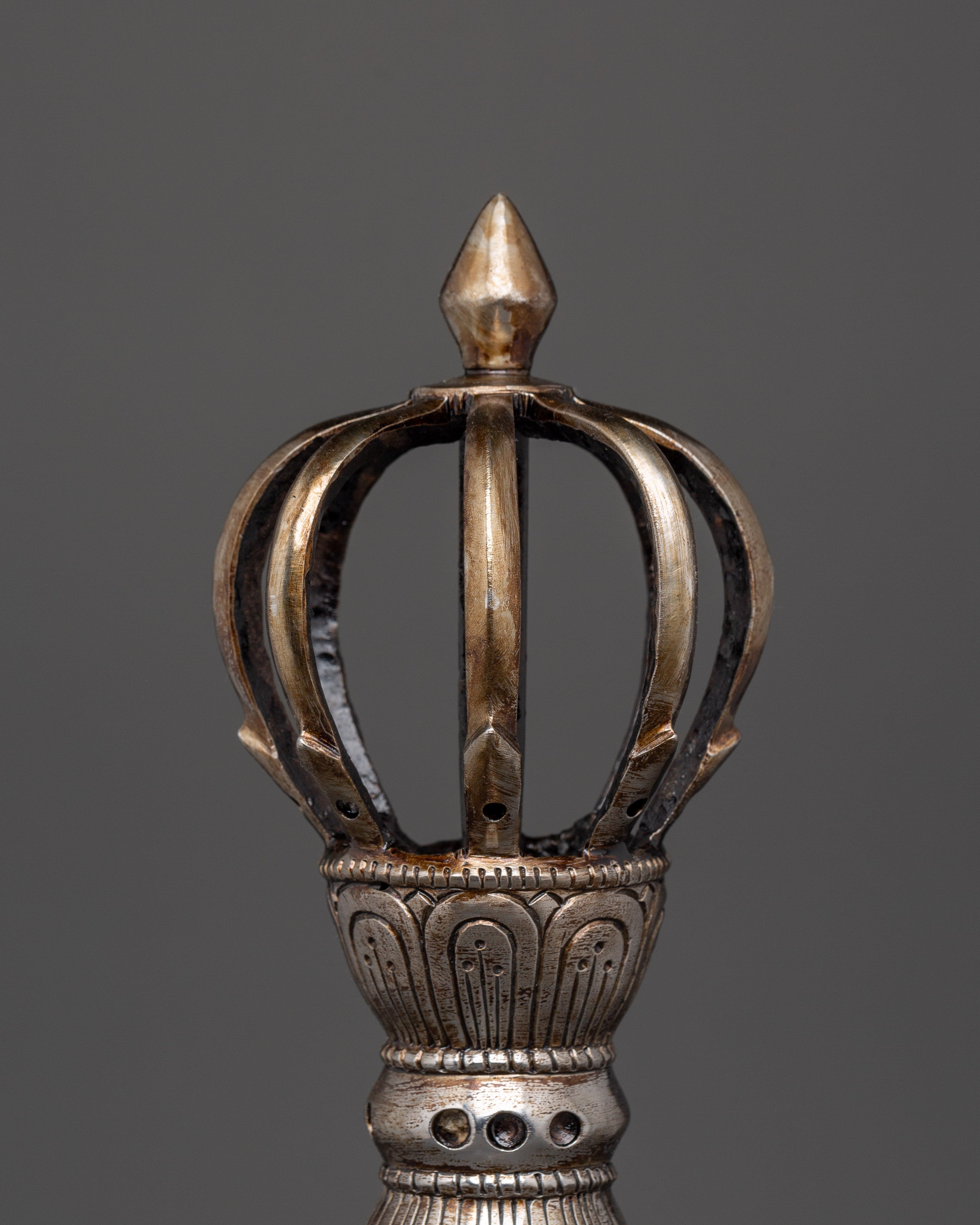 Handcrafted Iron Vajra with Stand | Buddhist Dorje for Ritual and Altar Use
