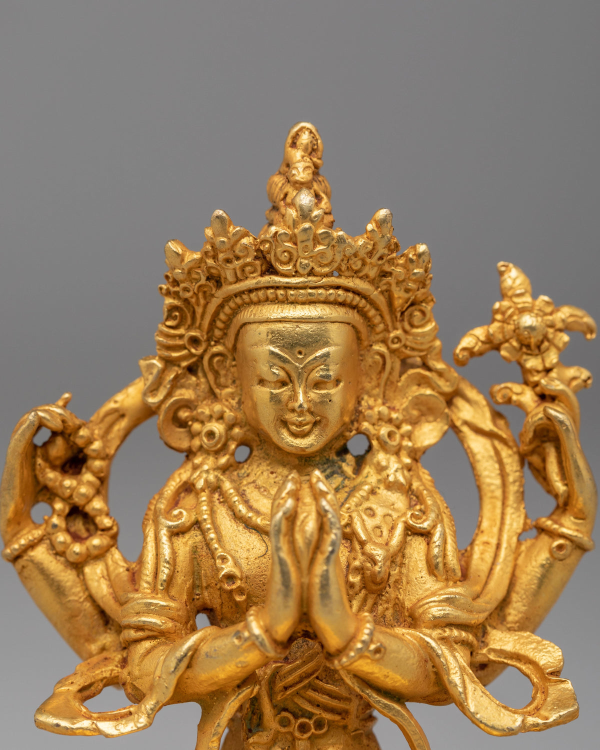 Sacred Chenrezig Buddhist Statue | Copper Altar Figurine
