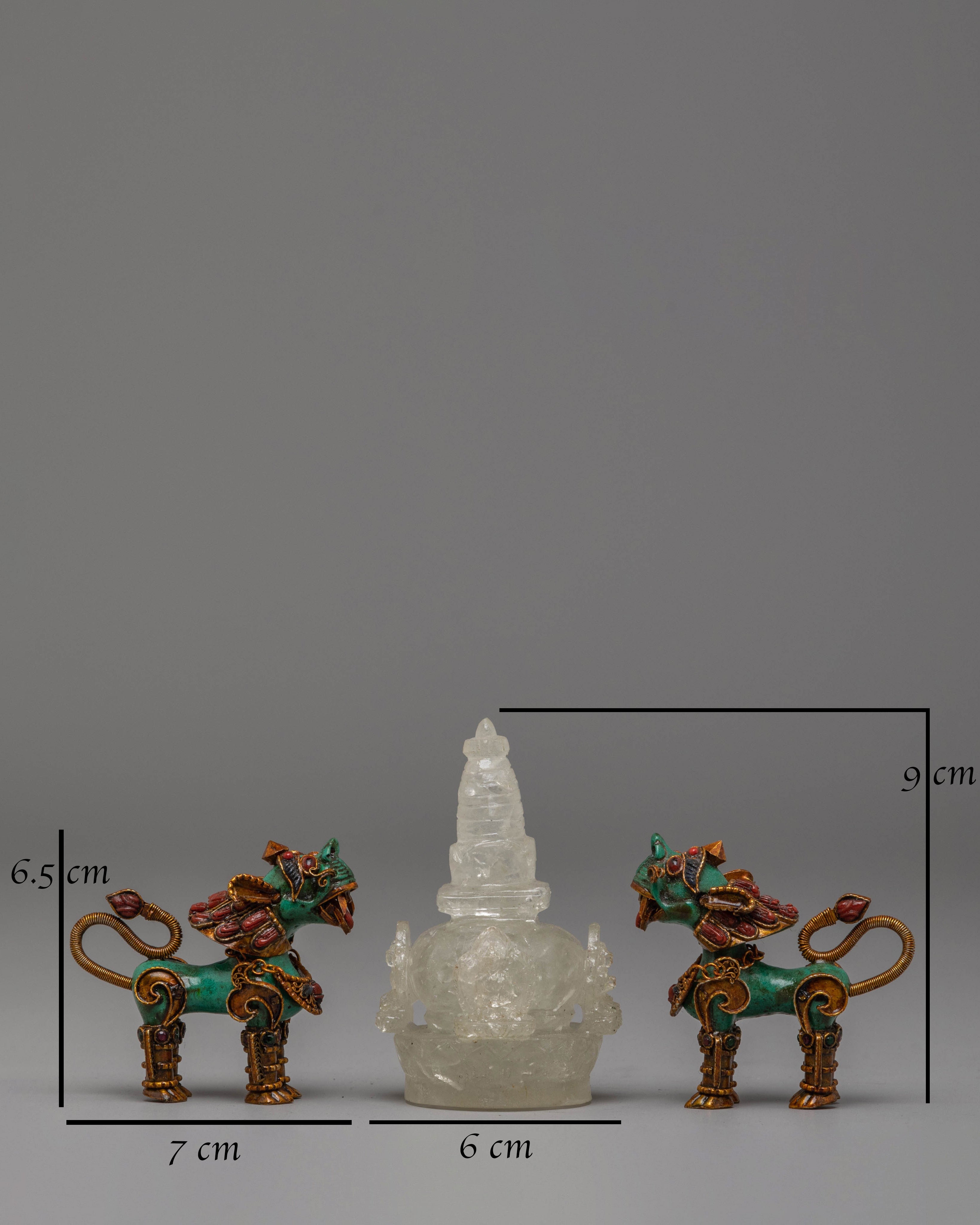 Stupa and Lion Set for Decor | Symbol of Protection