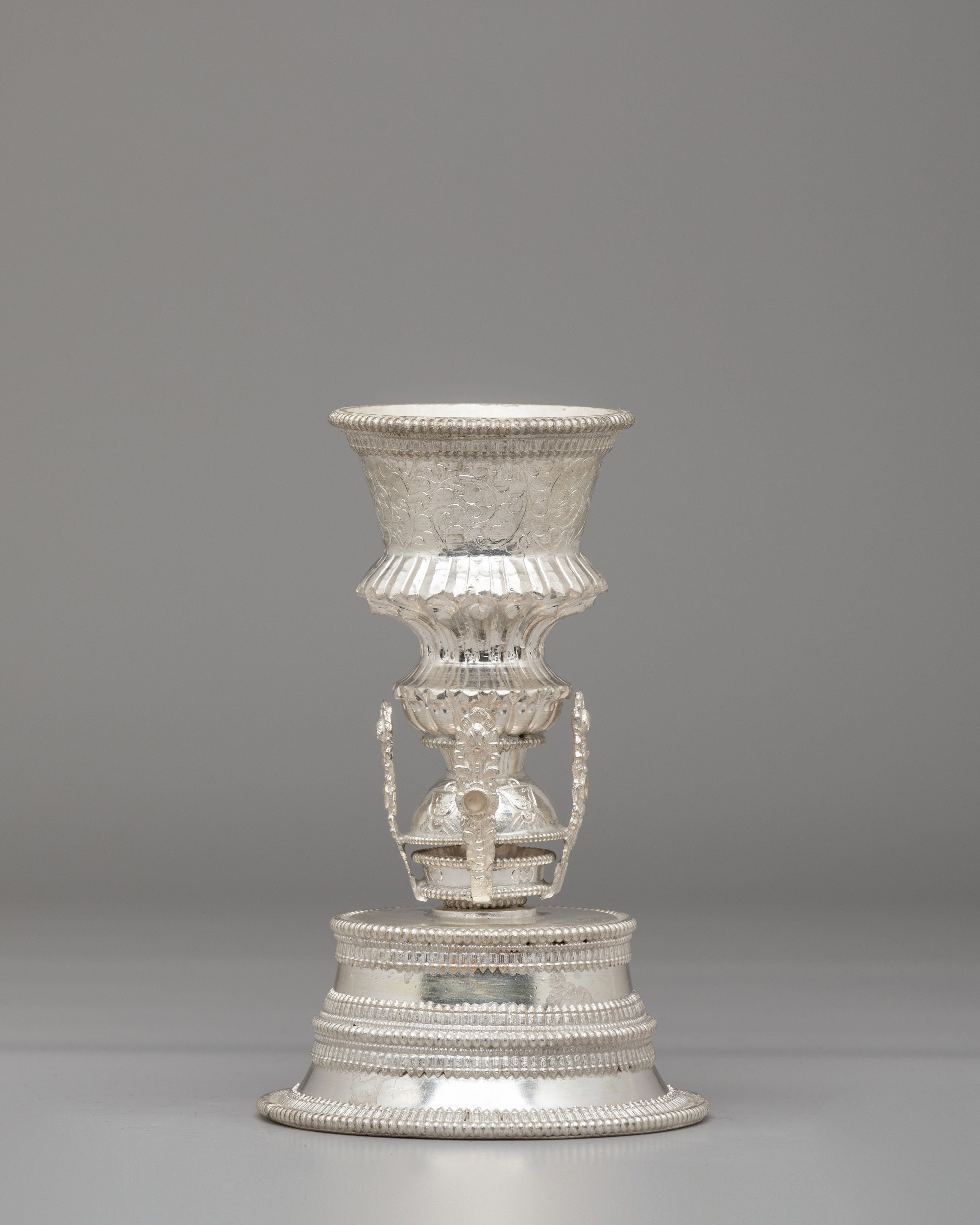 Himalayan Altar Butter Lamp Set | Silver Plated Buddhist Lamps