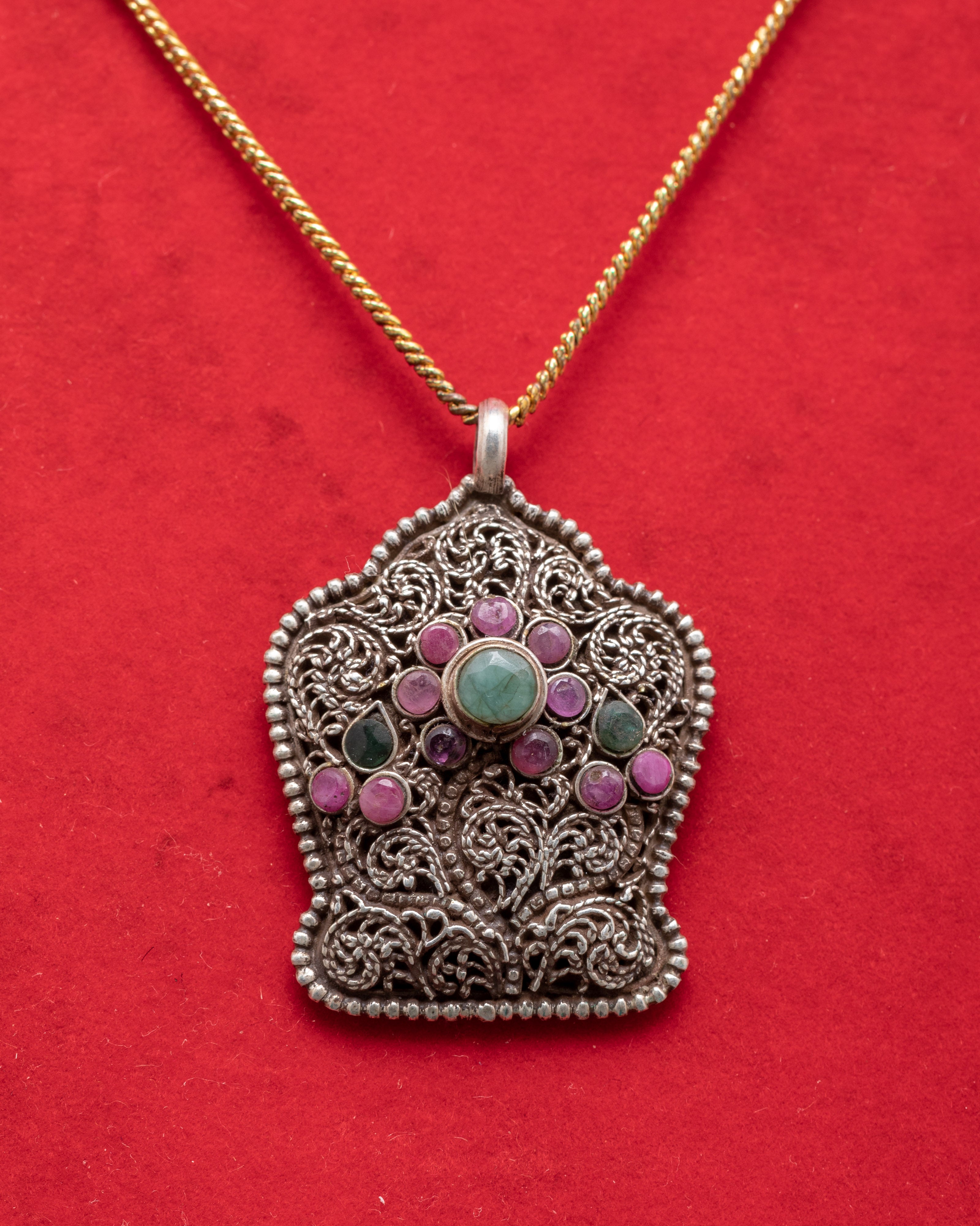 Handmade Silver Flower Motif Pendant | Traditional Filigree Jewelry