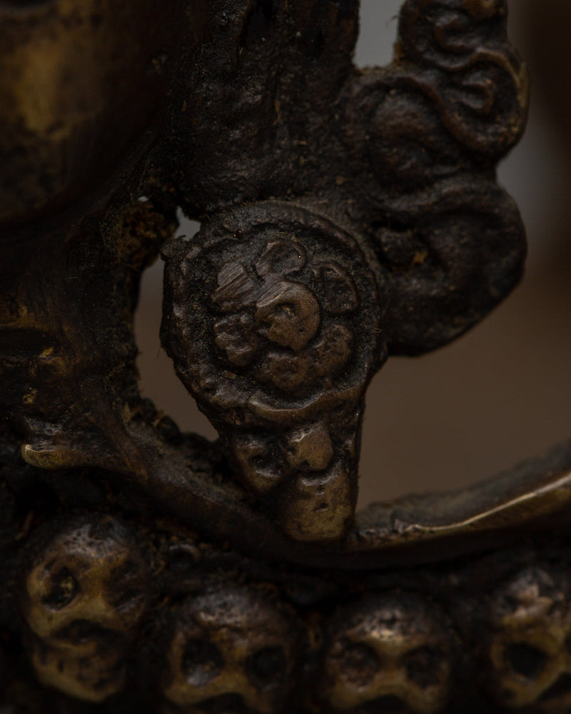 Oxidized Brass Kapala Set | Sacred Tibetan Offering Bowls for Ceremonial Use