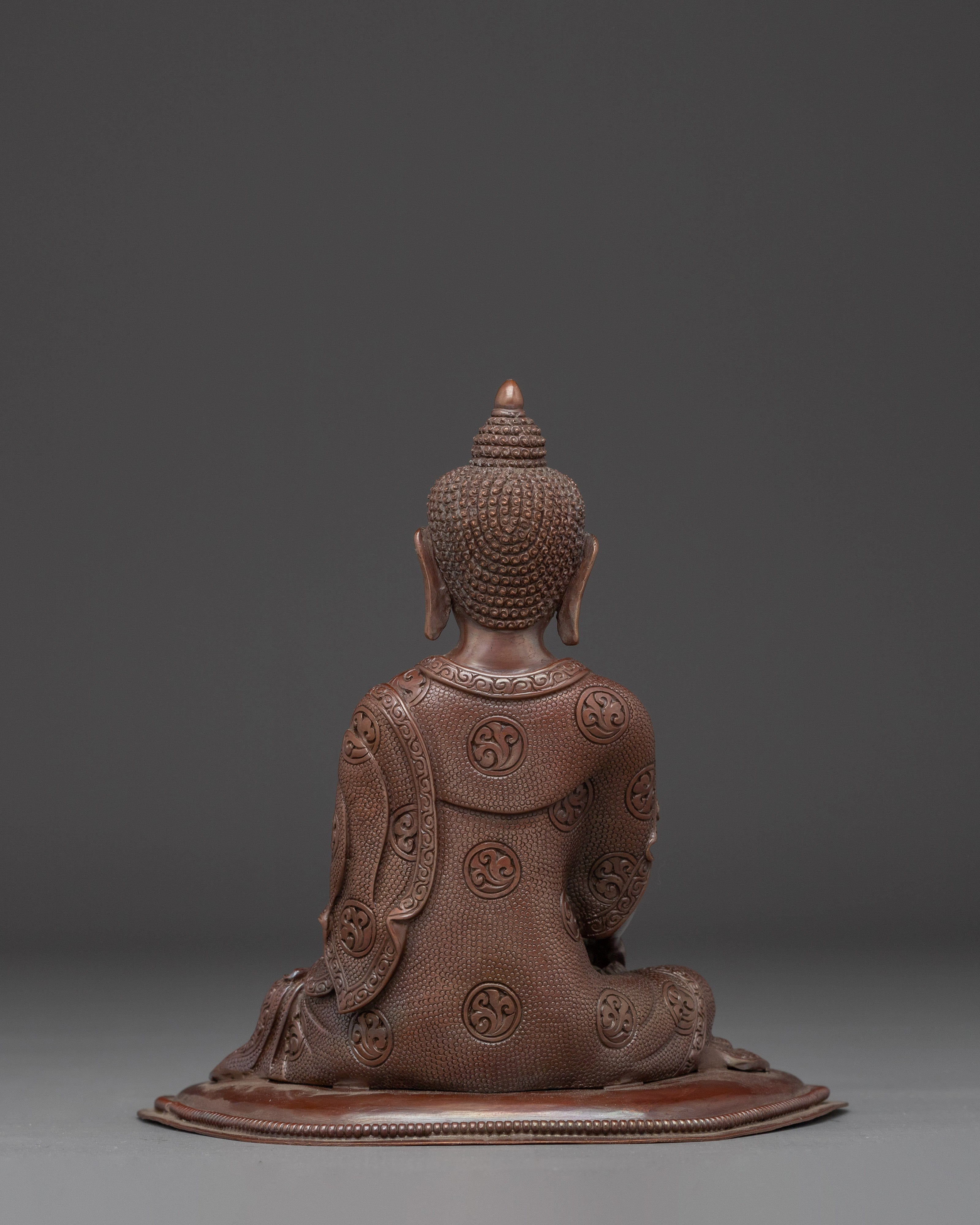 Peaceful Shakyamuni Buddha Oxidized Copper Statue | Meditative Decor