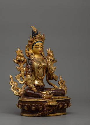 Buddhist Goddess Green Tara Sculpture | Sacred Spiritual Shrine Decor