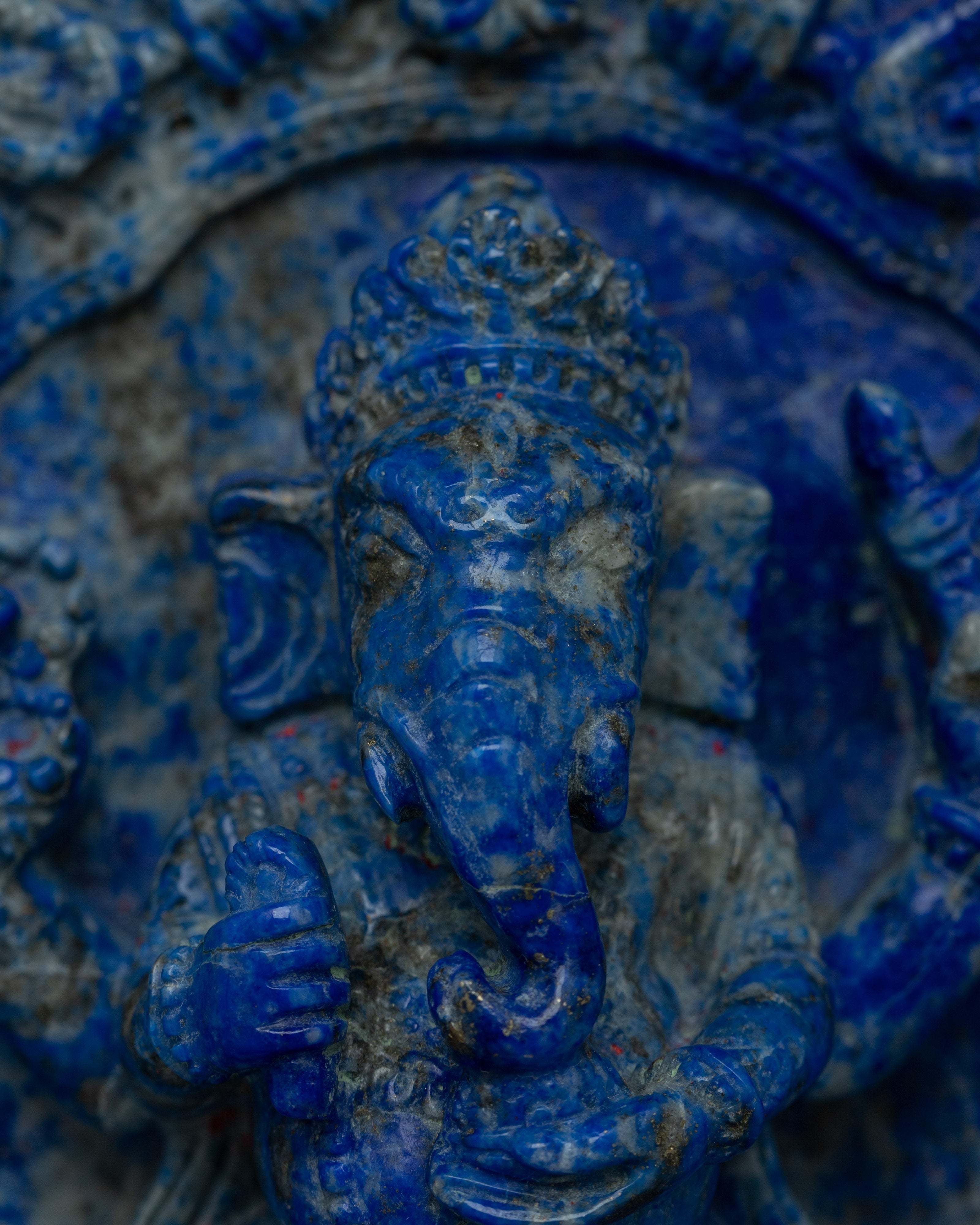 Lapis Lazuli Ganesha Statue | Intricate Details on Original Stone