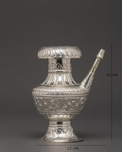 Handcrafted Pure Silver Karuwa | Tibetan Ritual Offering Vessel