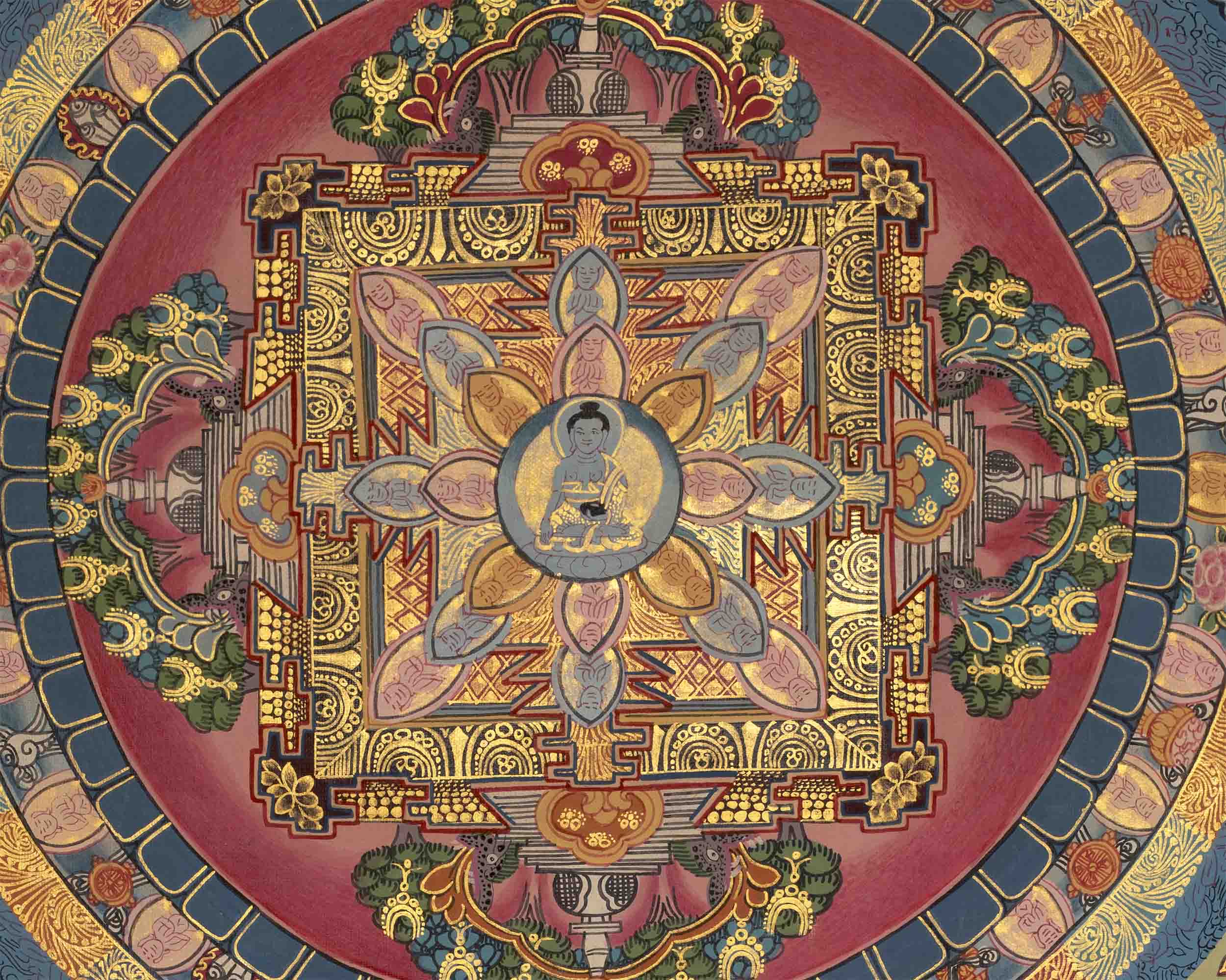 Blue Medicine Buddha Mandala Thangka Painting | The Buddha of Healing