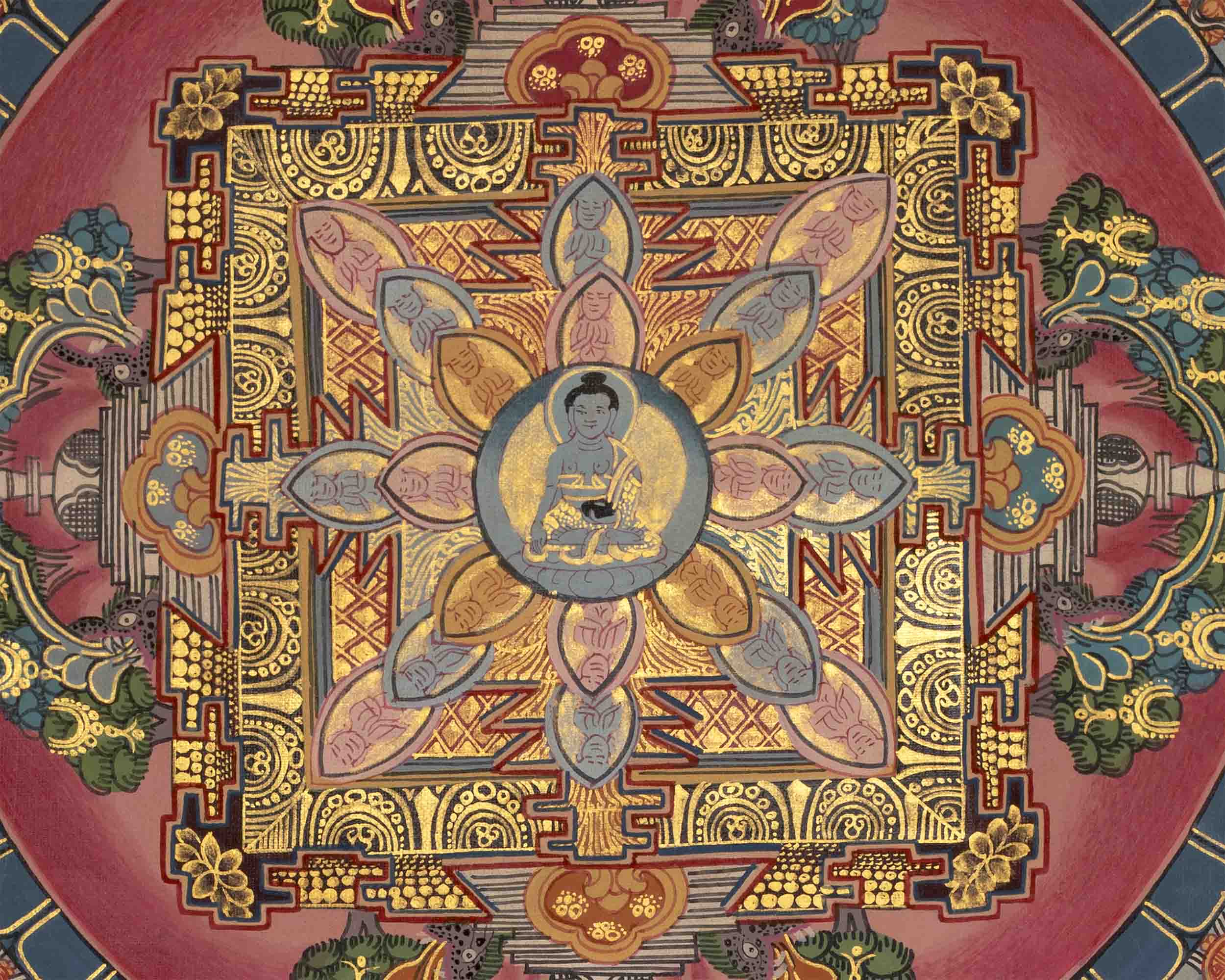Blue Medicine Buddha Mandala Thangka Painting | The Buddha of Healing
