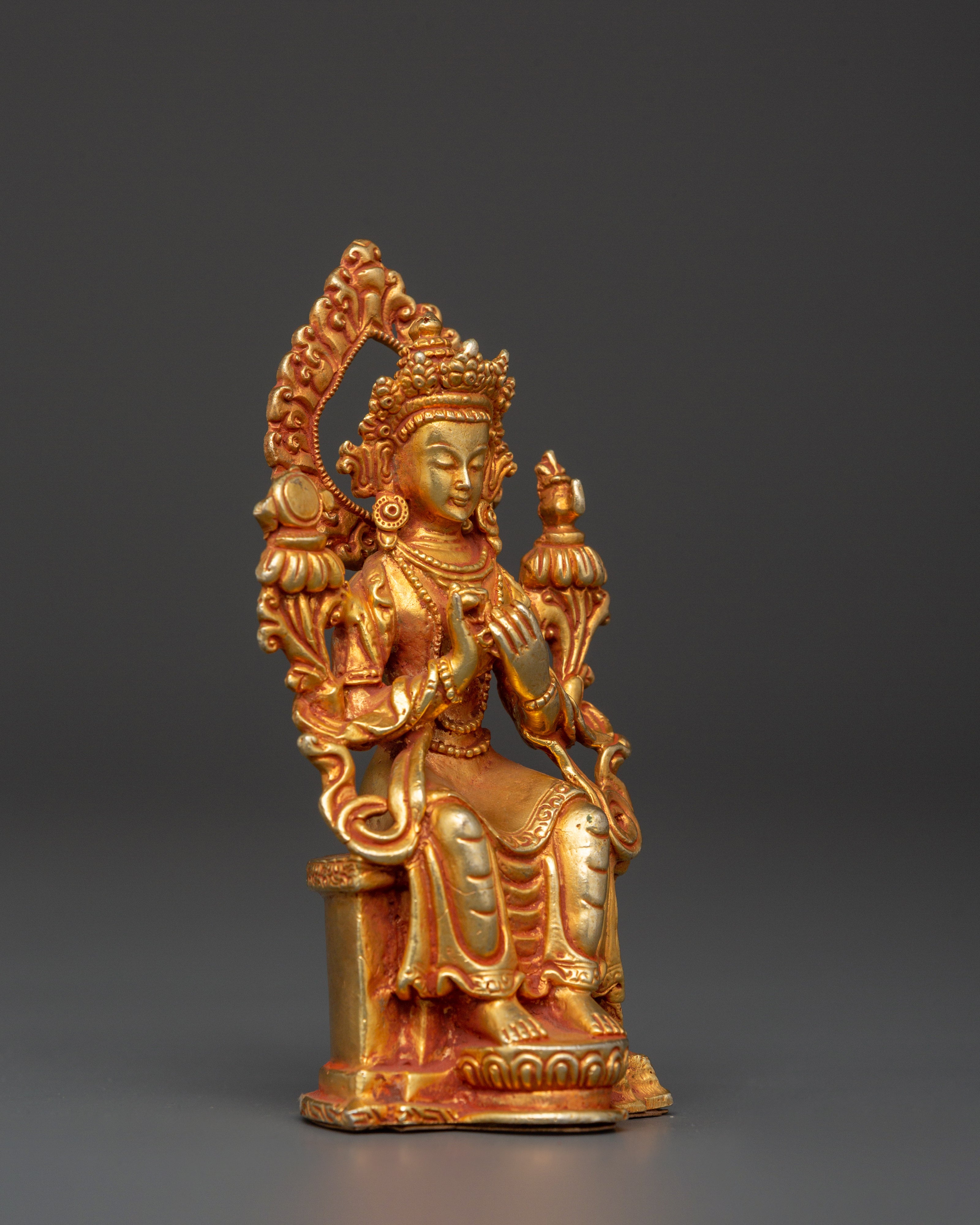 Tibetan Maitreya Buddha Figure | Gold-Plated Seated Statue