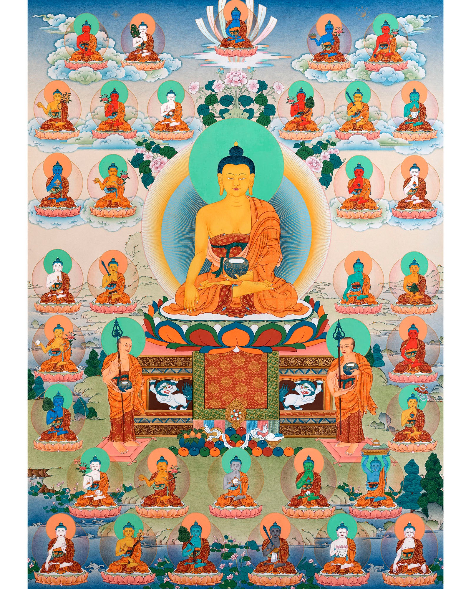 35 Buddhas of Confession | Tibetan Thangka Painting