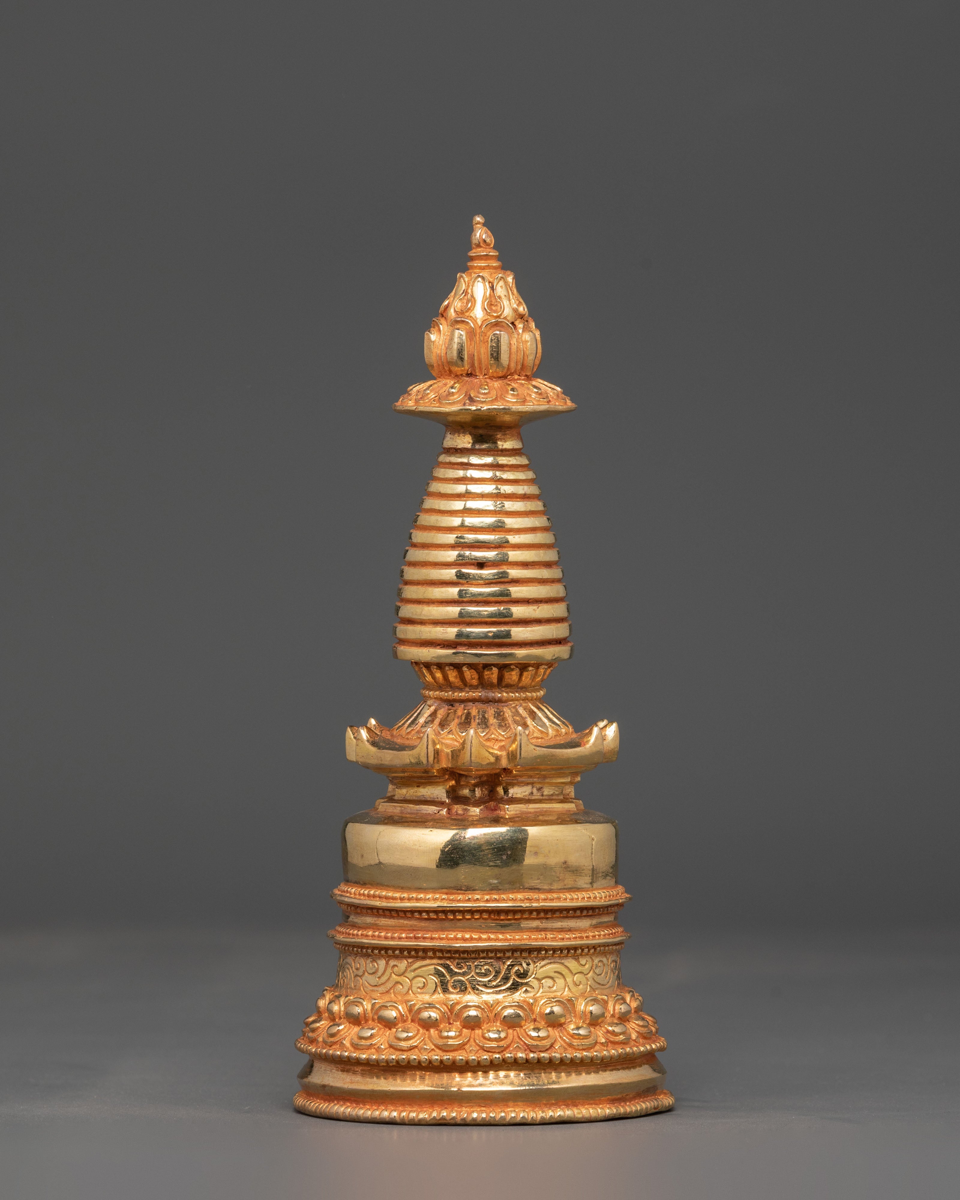 Tibetan Chorten Shrine Decor | Copper Stupa Shrine Decor