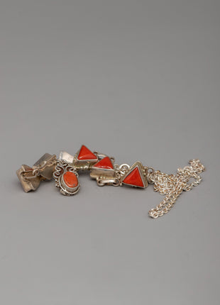 Silver and Triangle Coral Necklace | Perfect for Daily Wear