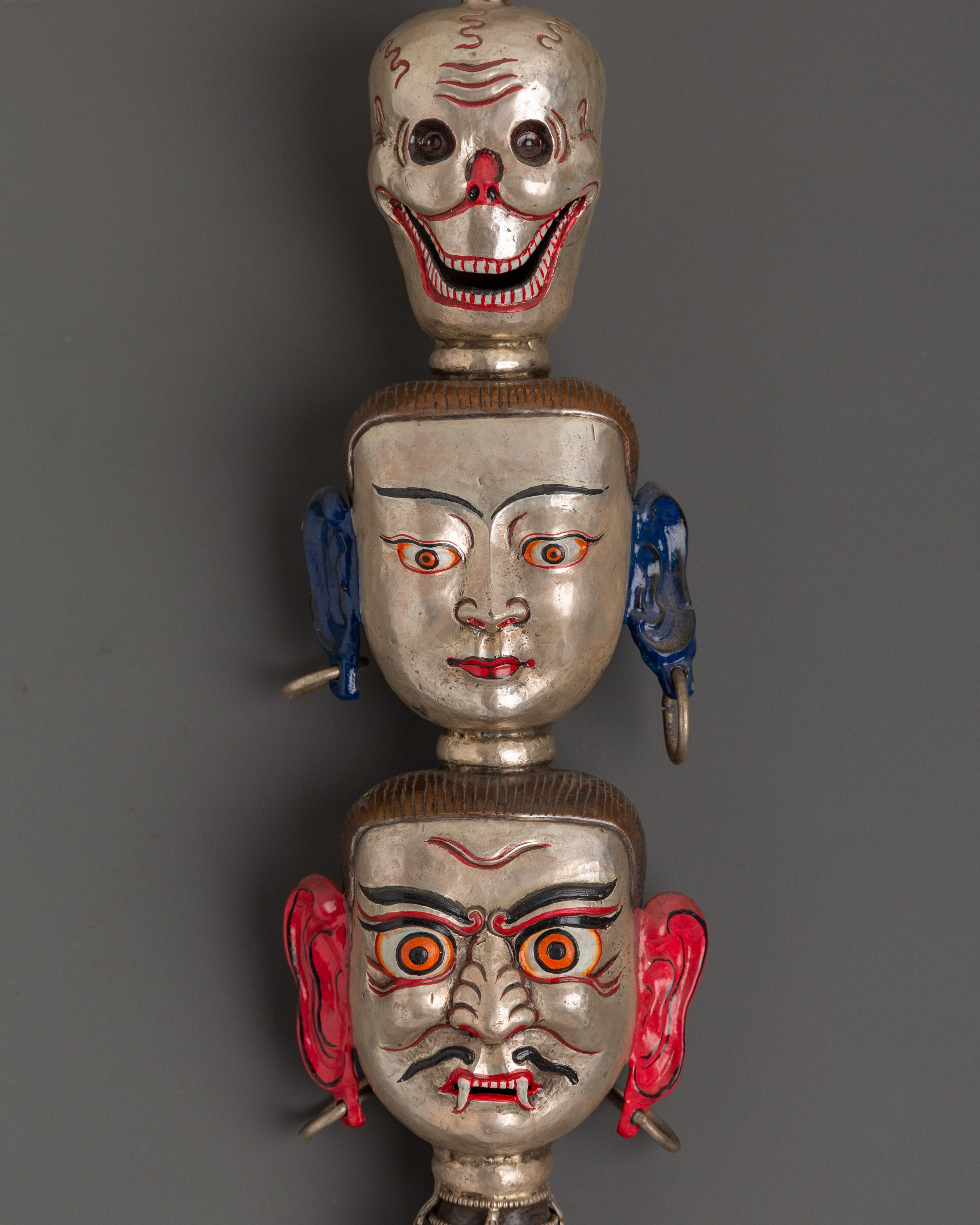 Handcrafted Tibetan Khatan Ritual Dagger | Three-Faced Sacred Artifact