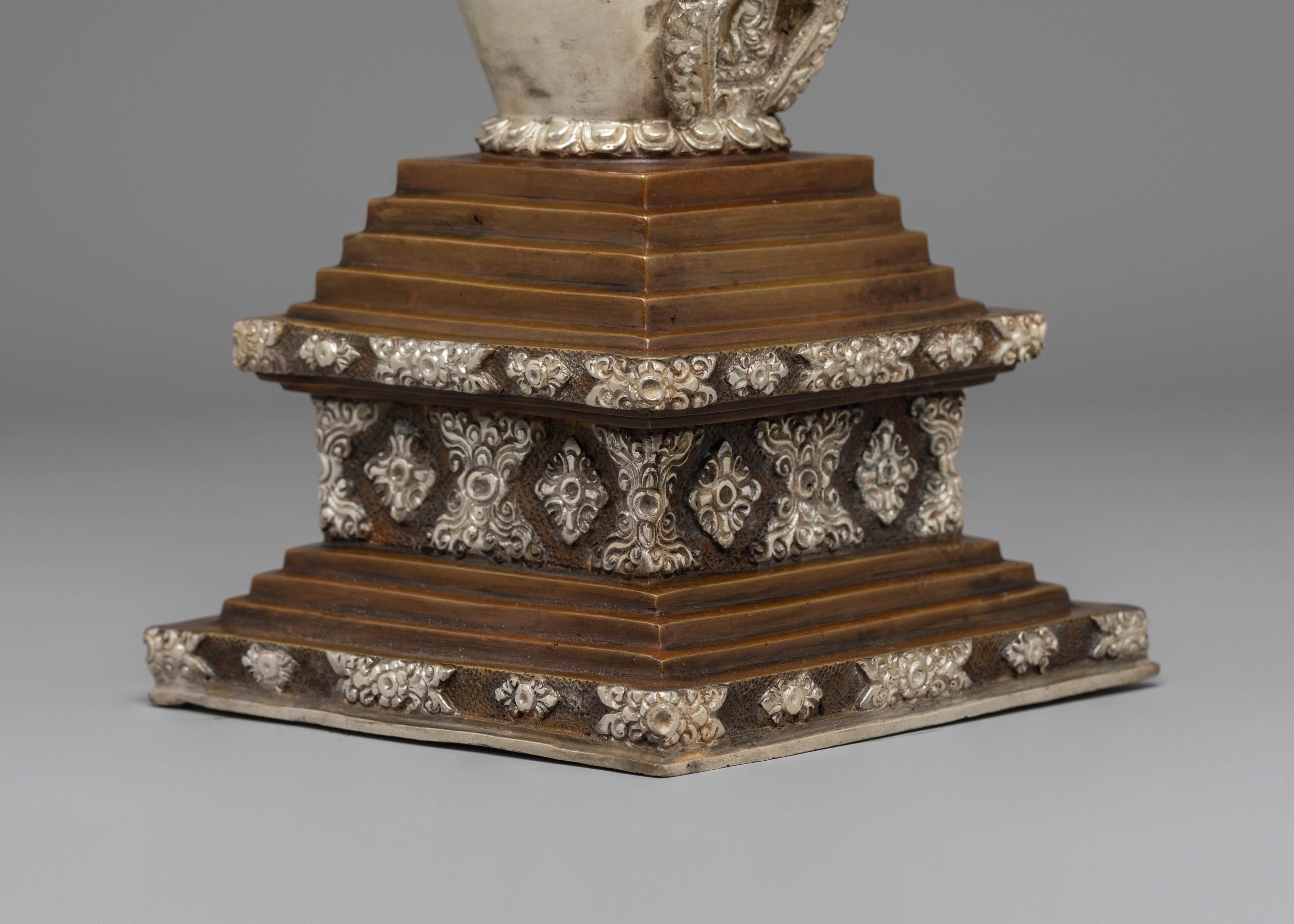 Handmade Silver Plated Stupa for Altar | Tibetan Ritual Stupa