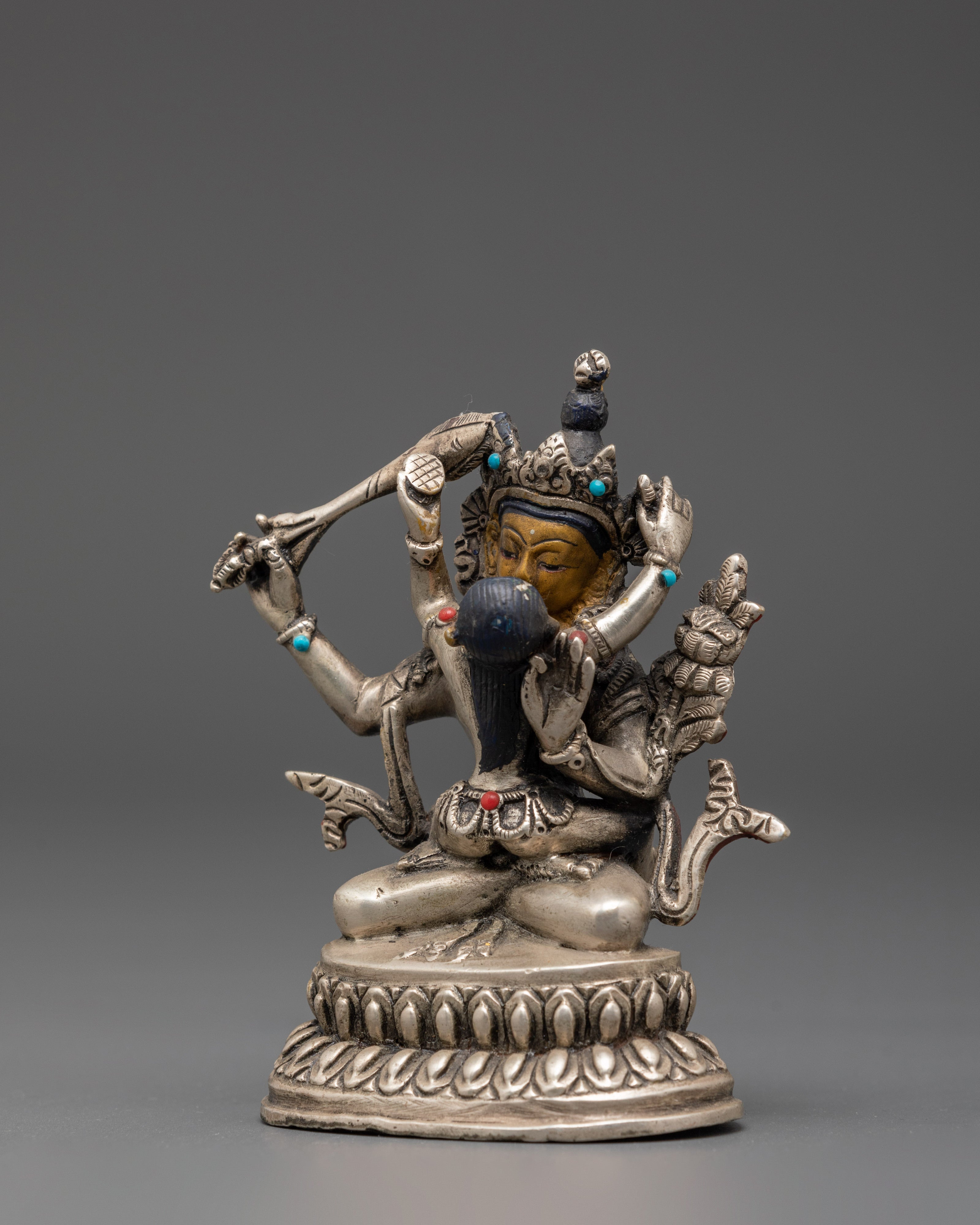 Handmade Silver Plated Manjushri Statue | Embodying Wisdom & Compassion