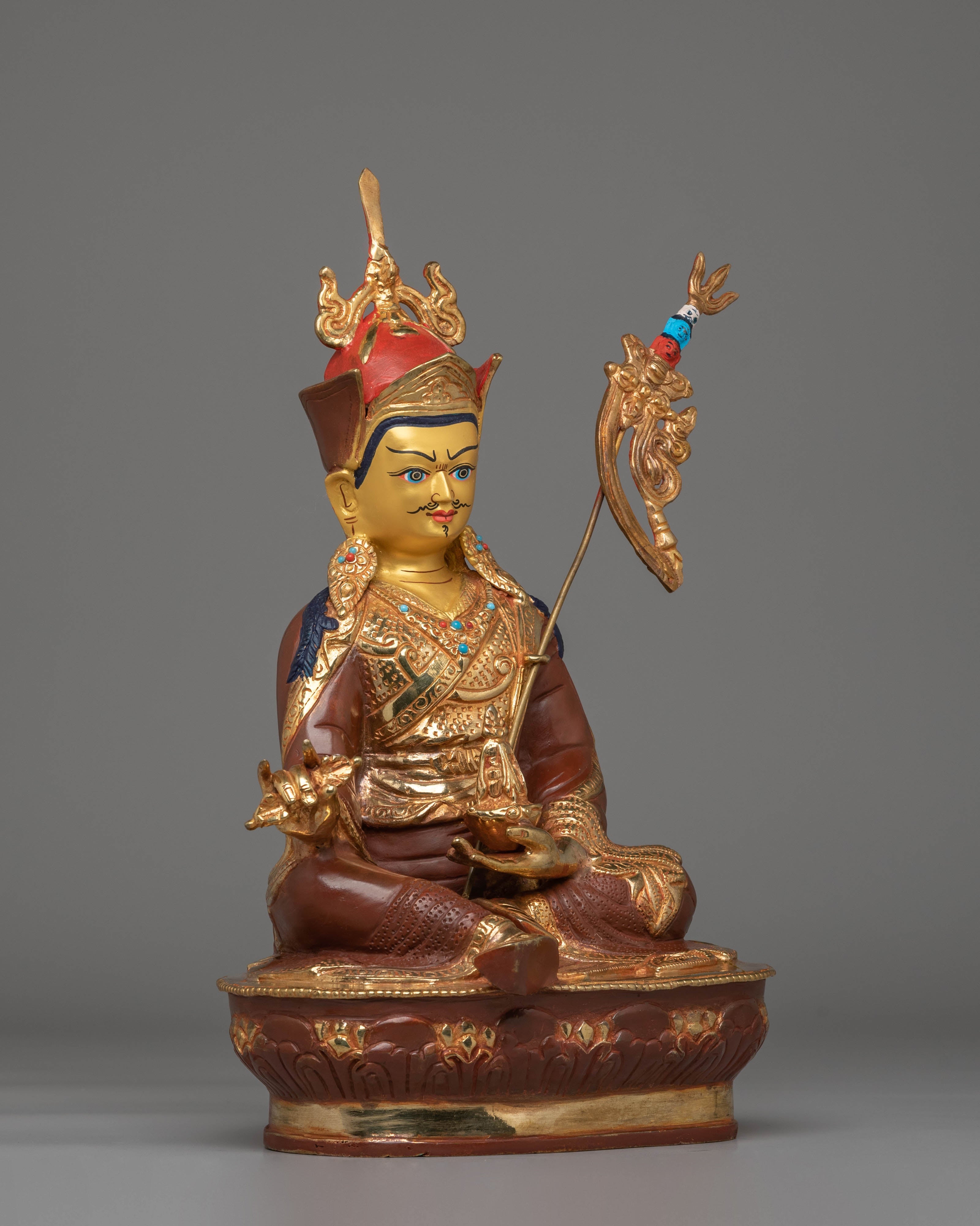 24k Gold Glided Guru Rinpoche Statue | Spiritual Statue for Altar