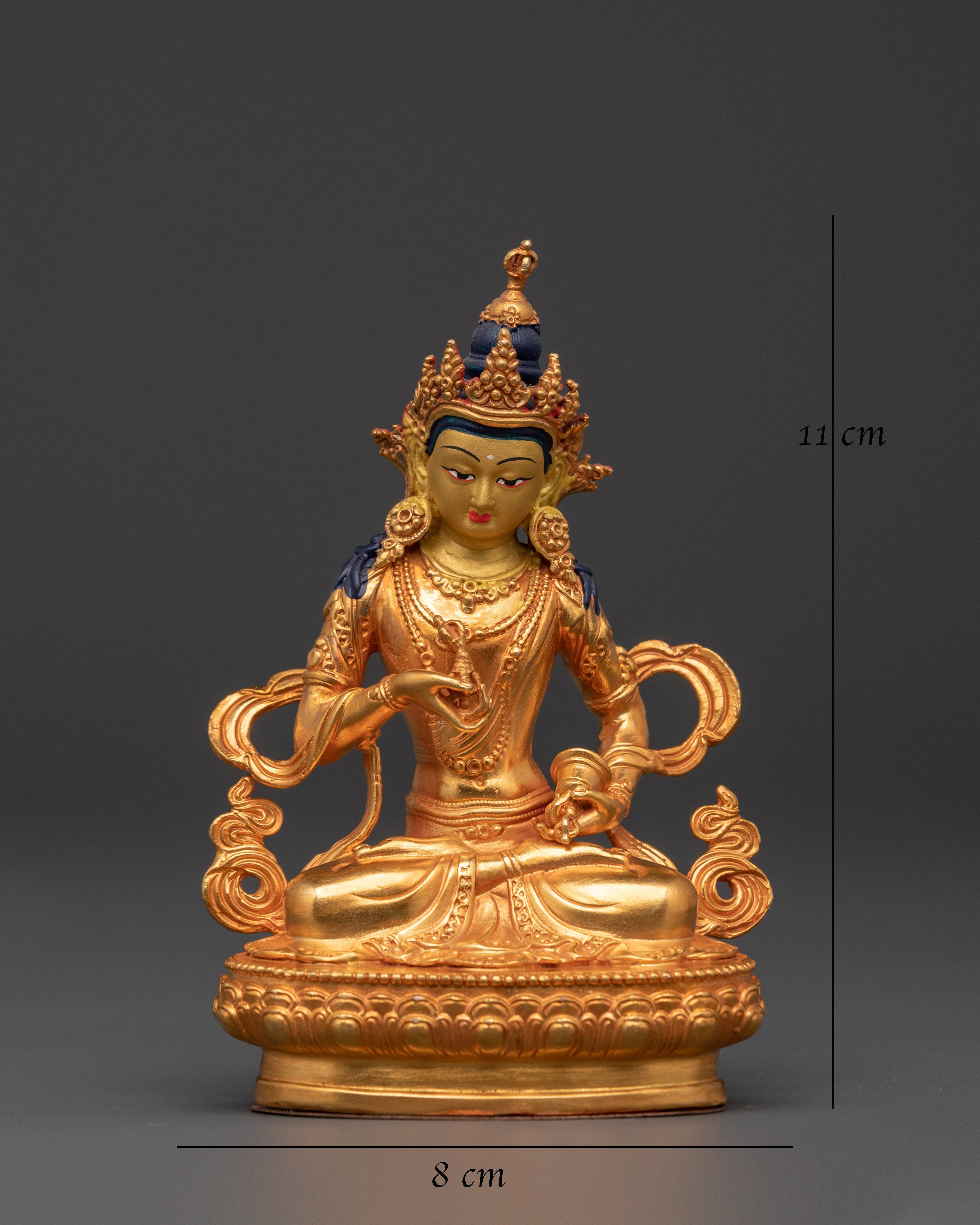 Vajrasattva Copper Sculpture | Gold-Plated Buddhist Deity Holding Vajra & Bell