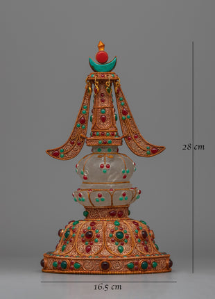Copper Crystal Stupa | Sacred Buddhist Symbol