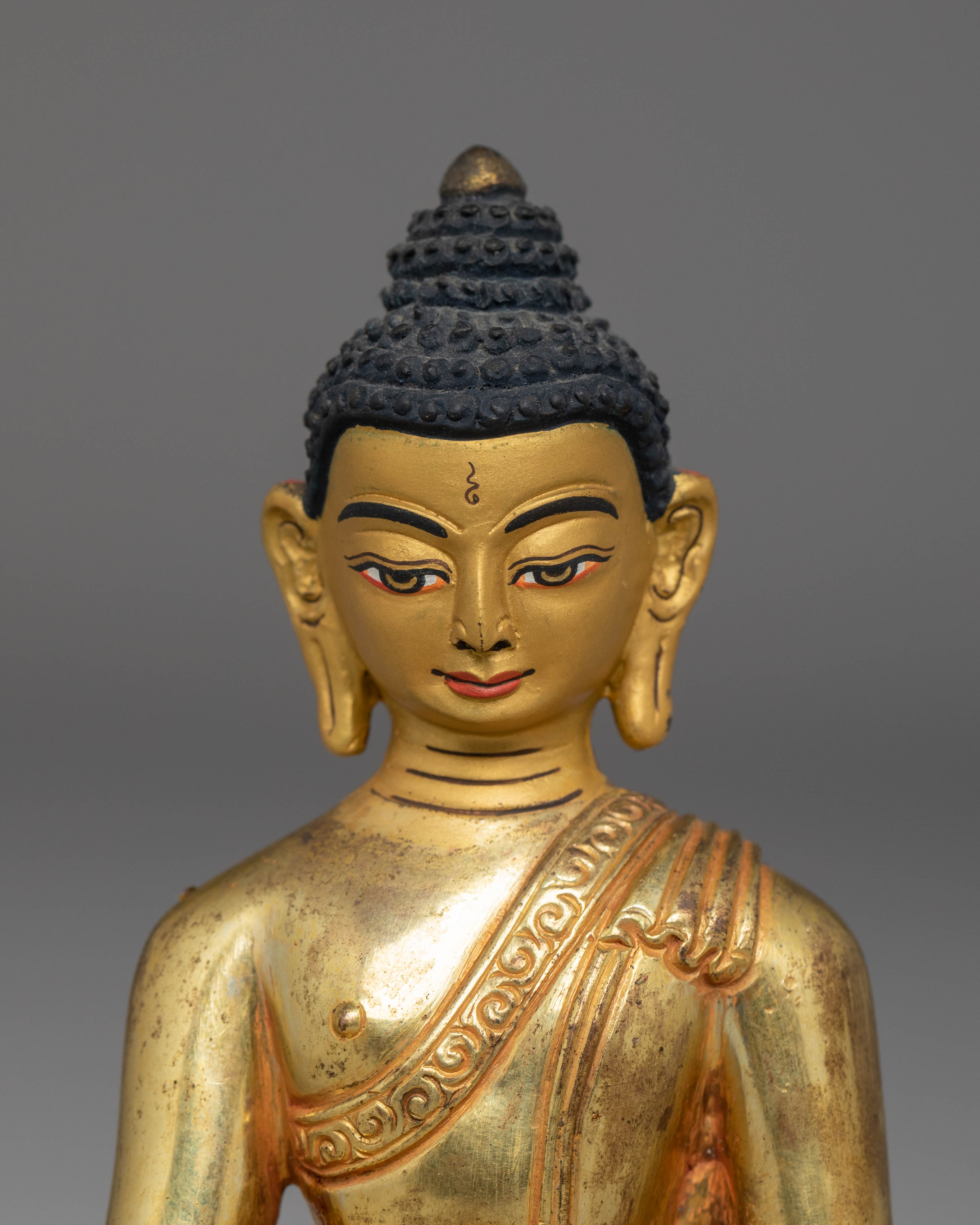 Gold Plated Statue of Shakyamuni Buddha | Gautama Buddha Artwork