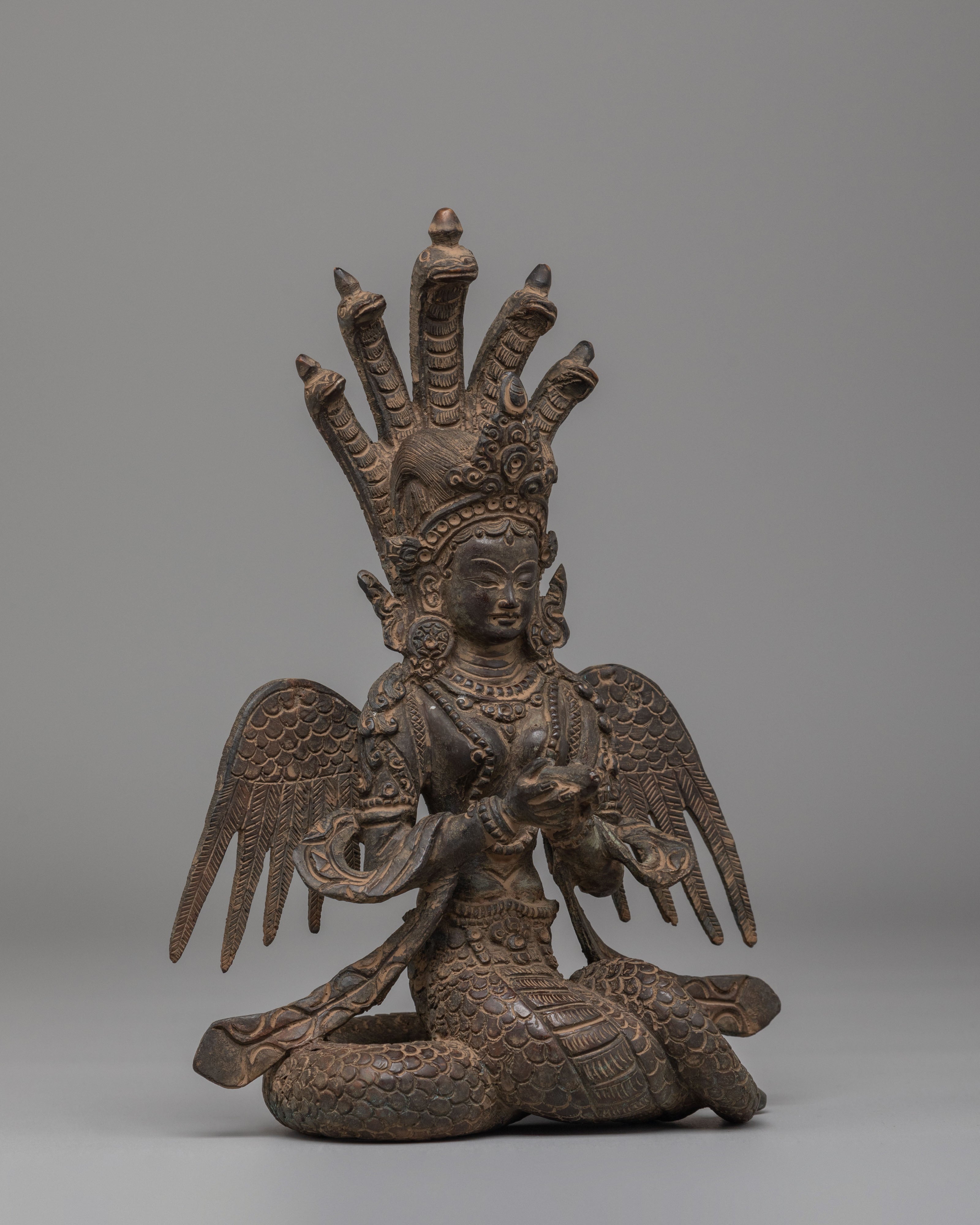 Handcrafted Naag Kanya Statue | Oxidized Copper Spiritual Art