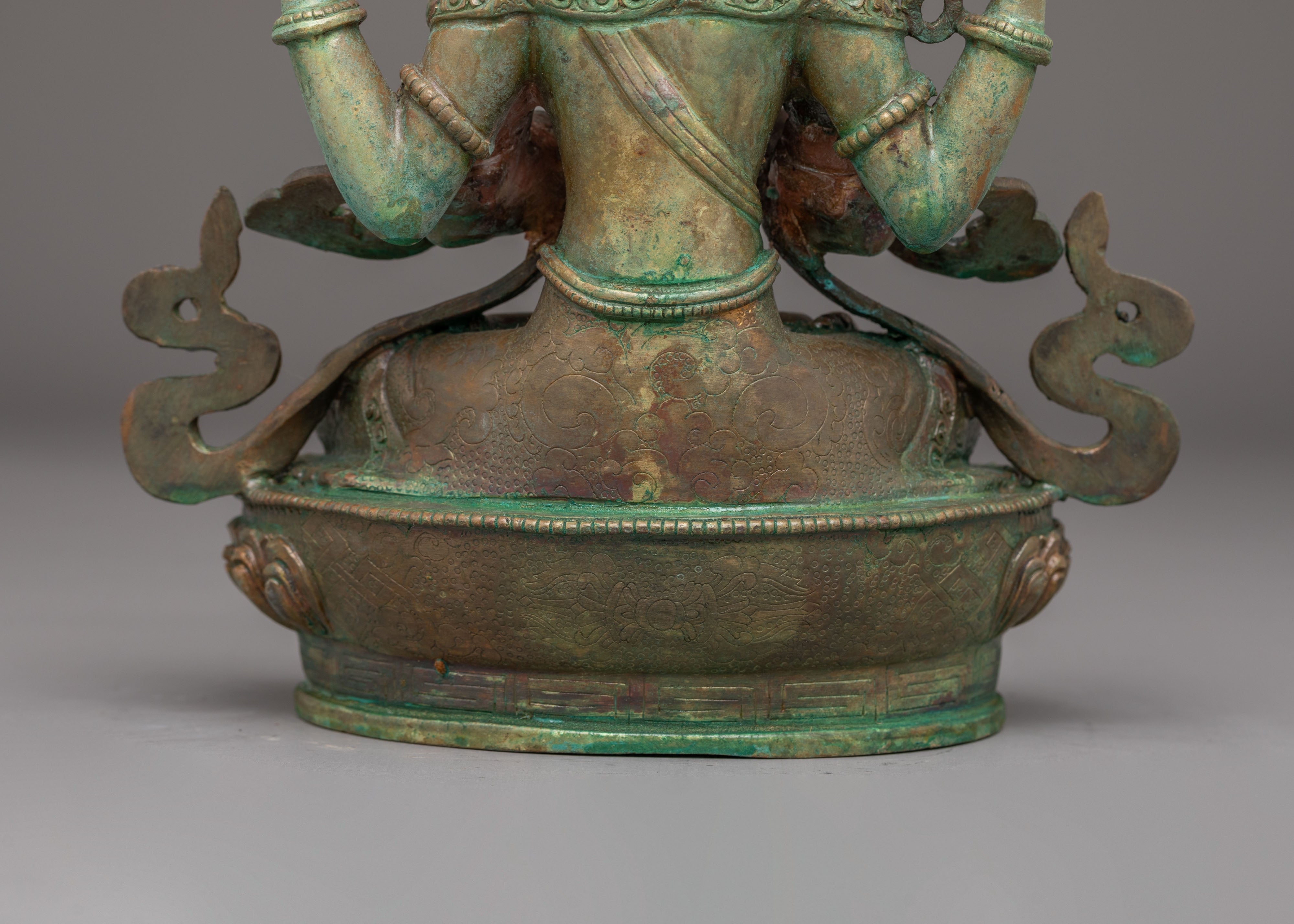 Oxidized Copper Statue of Chenrezig | The Compassionate Bodhisattva