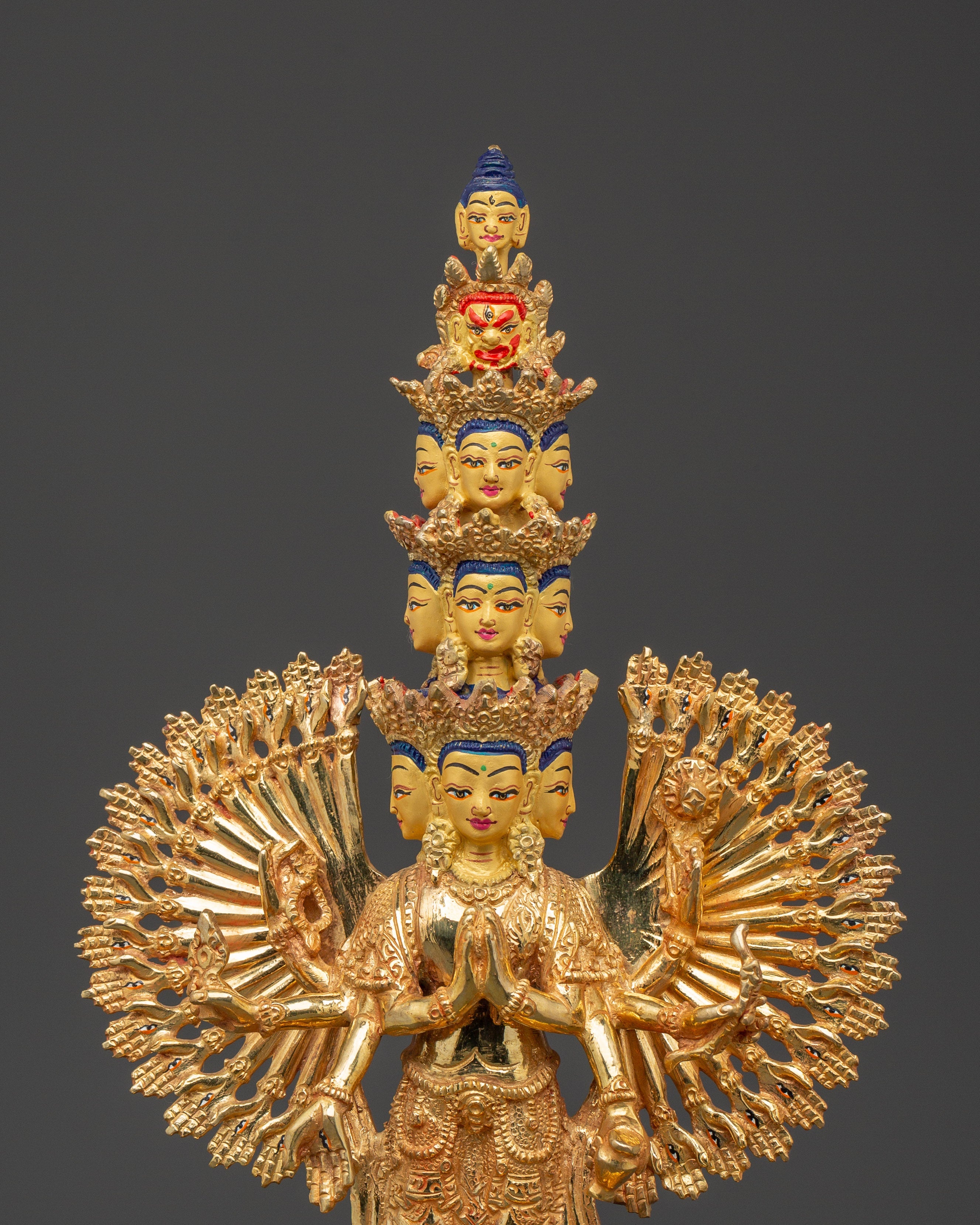 Gold Plated Thousand Armed Chenrezig | Bodhisattva Statue