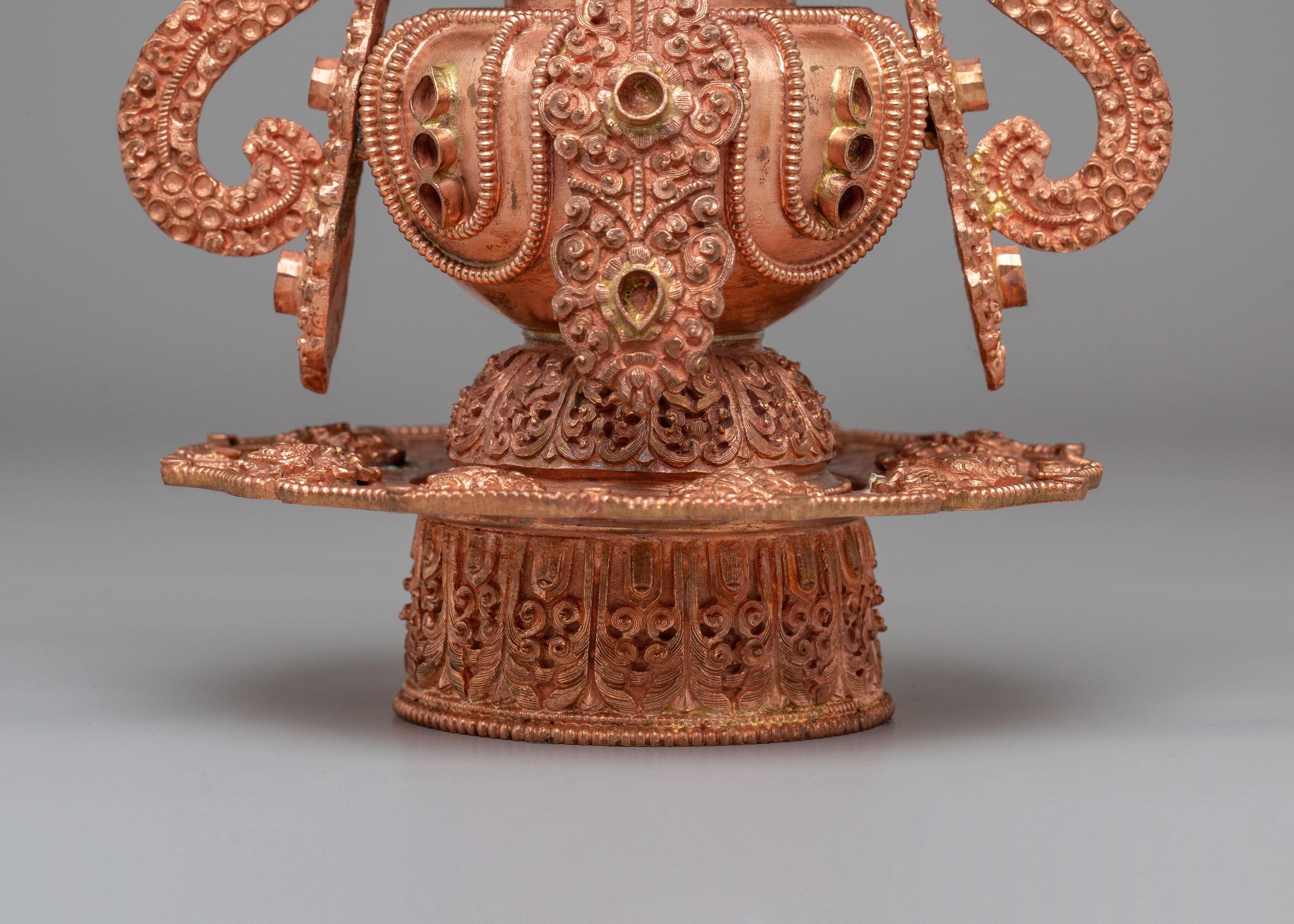Handmade Long Life Vase | Copper Body Vase for Sacred Decor