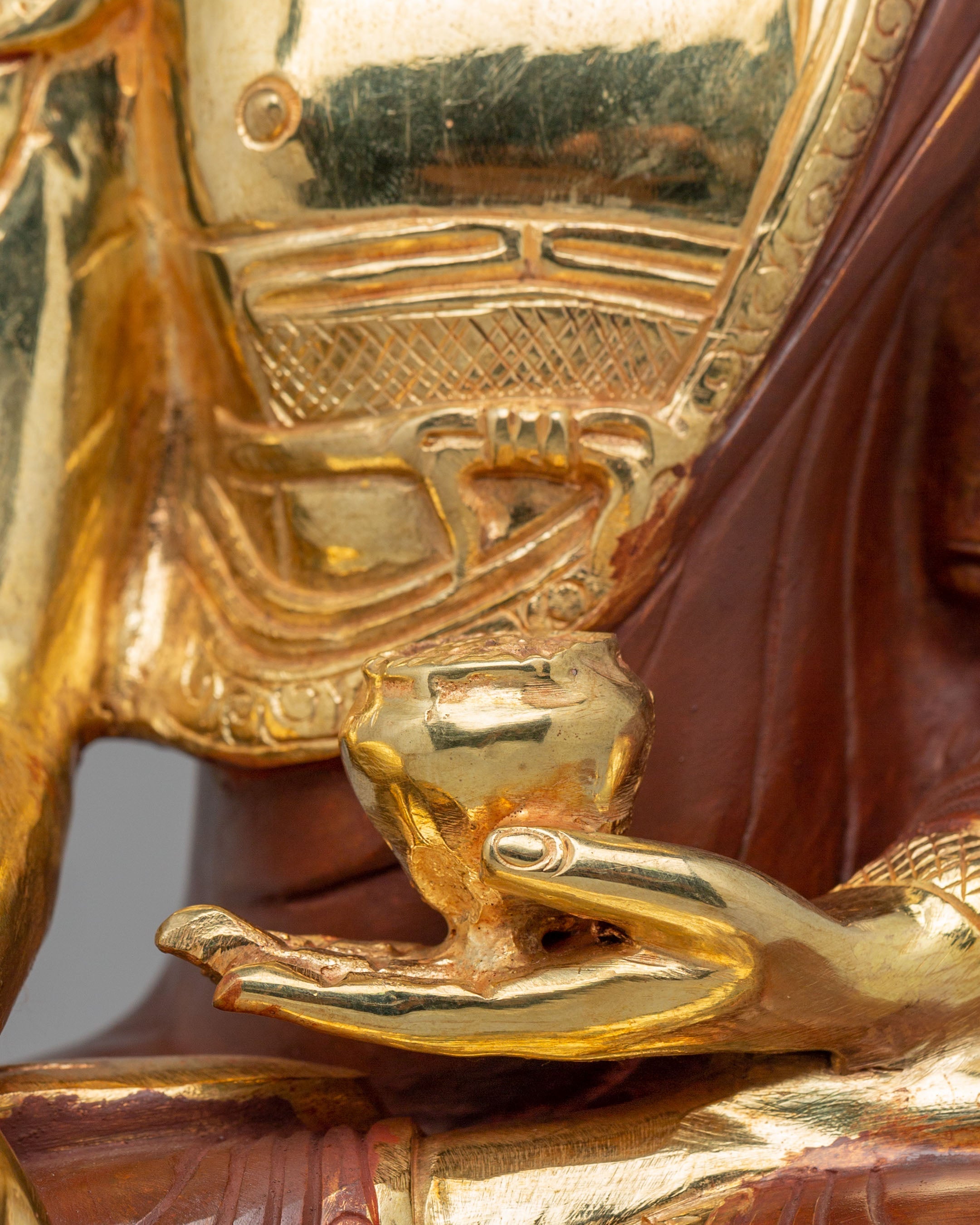 Sacred Tibetan Shakyamuni Buddha Sculpture | Gold Plated Meditation Altar Decor