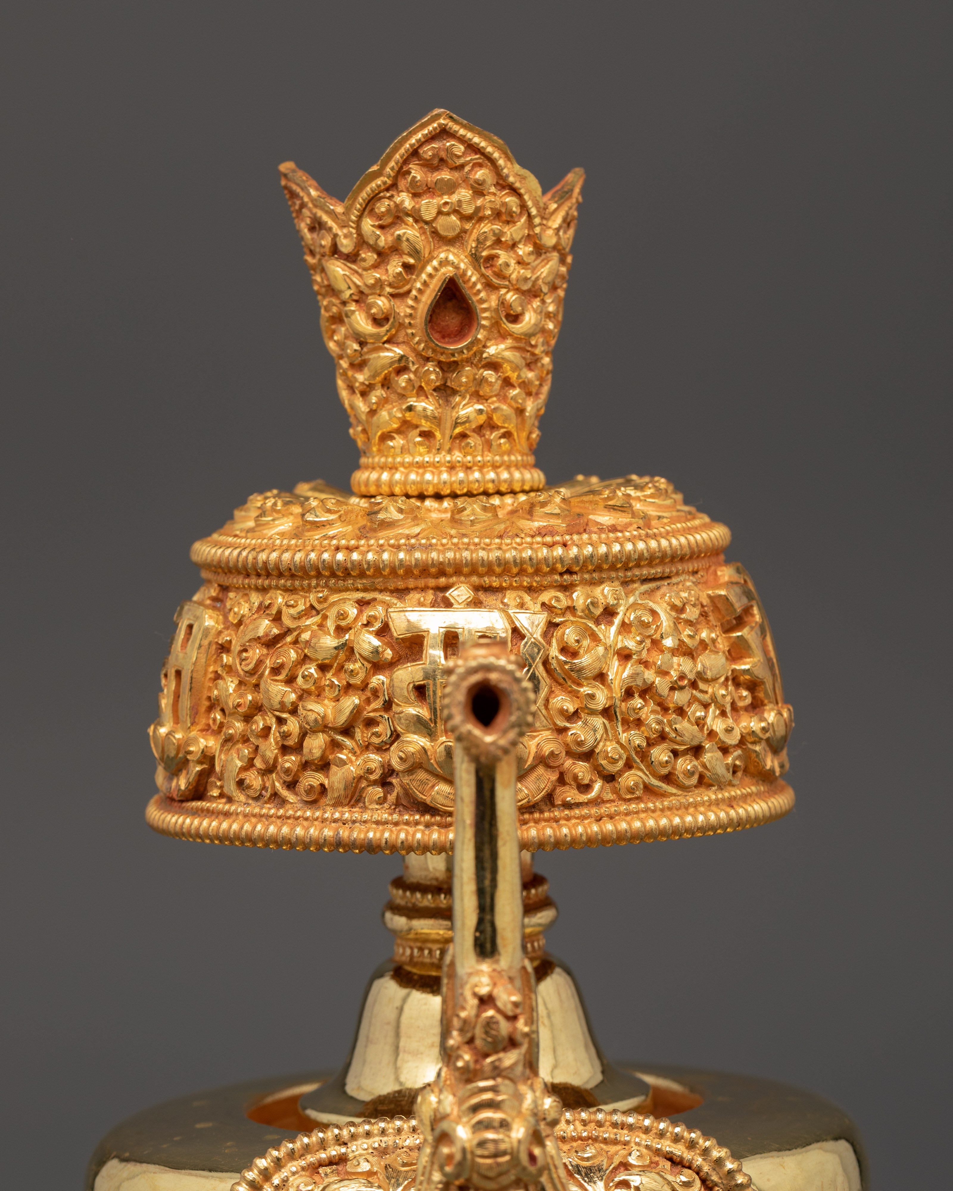 Large Gold-Plated Tibetan Bhumba Ritual Set | Spiritual Temple Decor