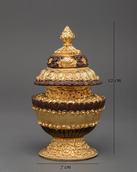 Gold Plated Tibetan Copper Rice Pot | Handcrafted Tibetan Buddhist Artwork