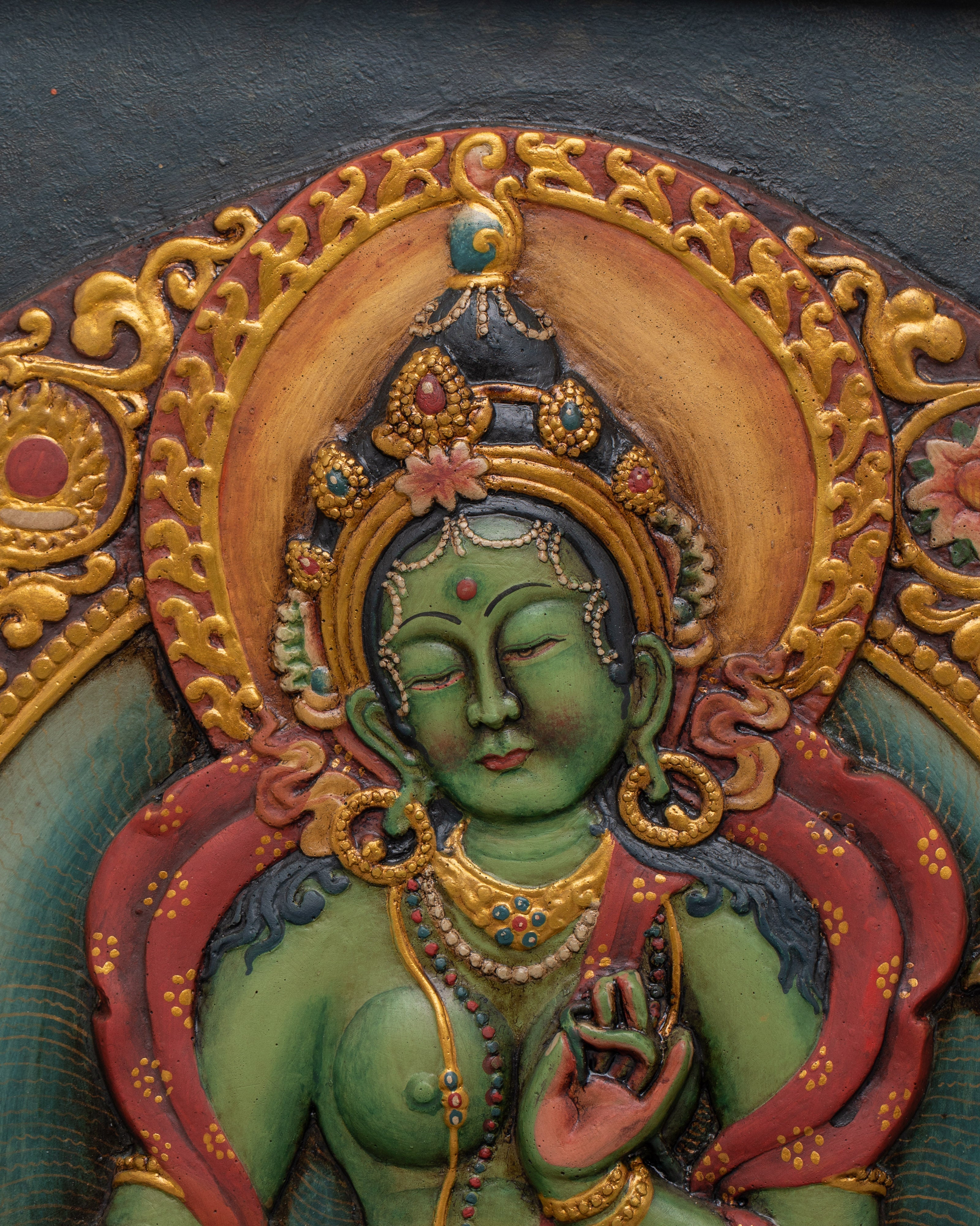 Goddess Green Tara Wall Hanging | Spiritual and Decorative Relief Art