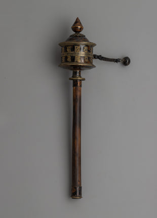 Handmade Copper & Wood Prayer Wheel for Meditation