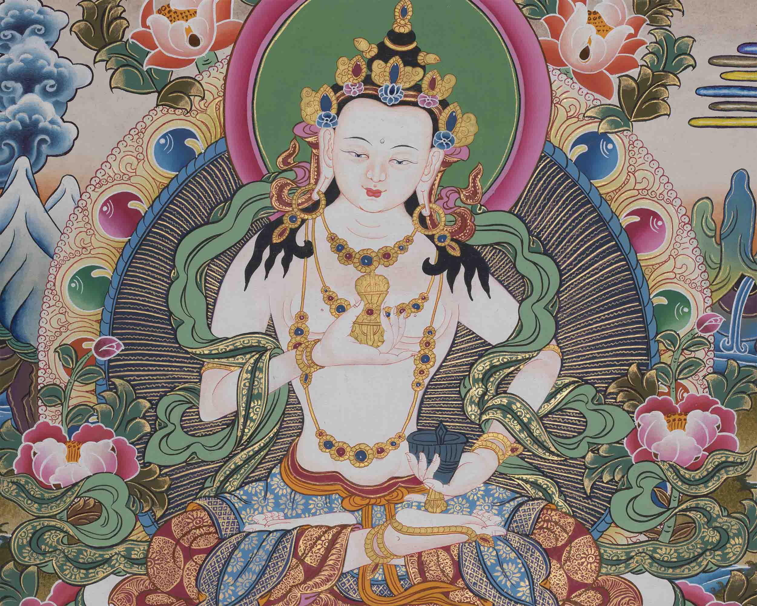Vajrasattva Shakti Thangka |  Hand-Painted Himalayan Art