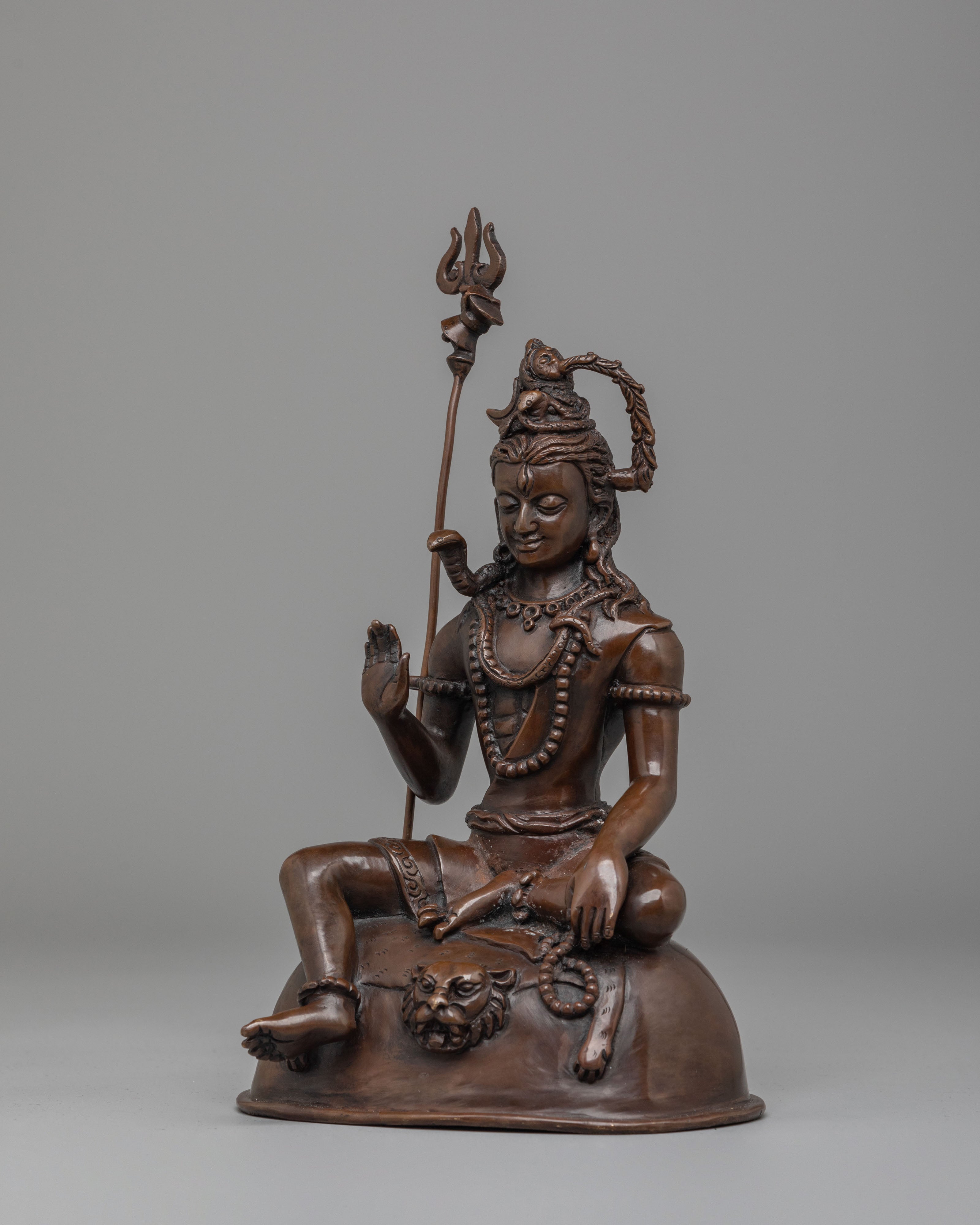 Spiritual Hindu Deity Shiva Statue | Oxidized Copper Body with Intricate Details