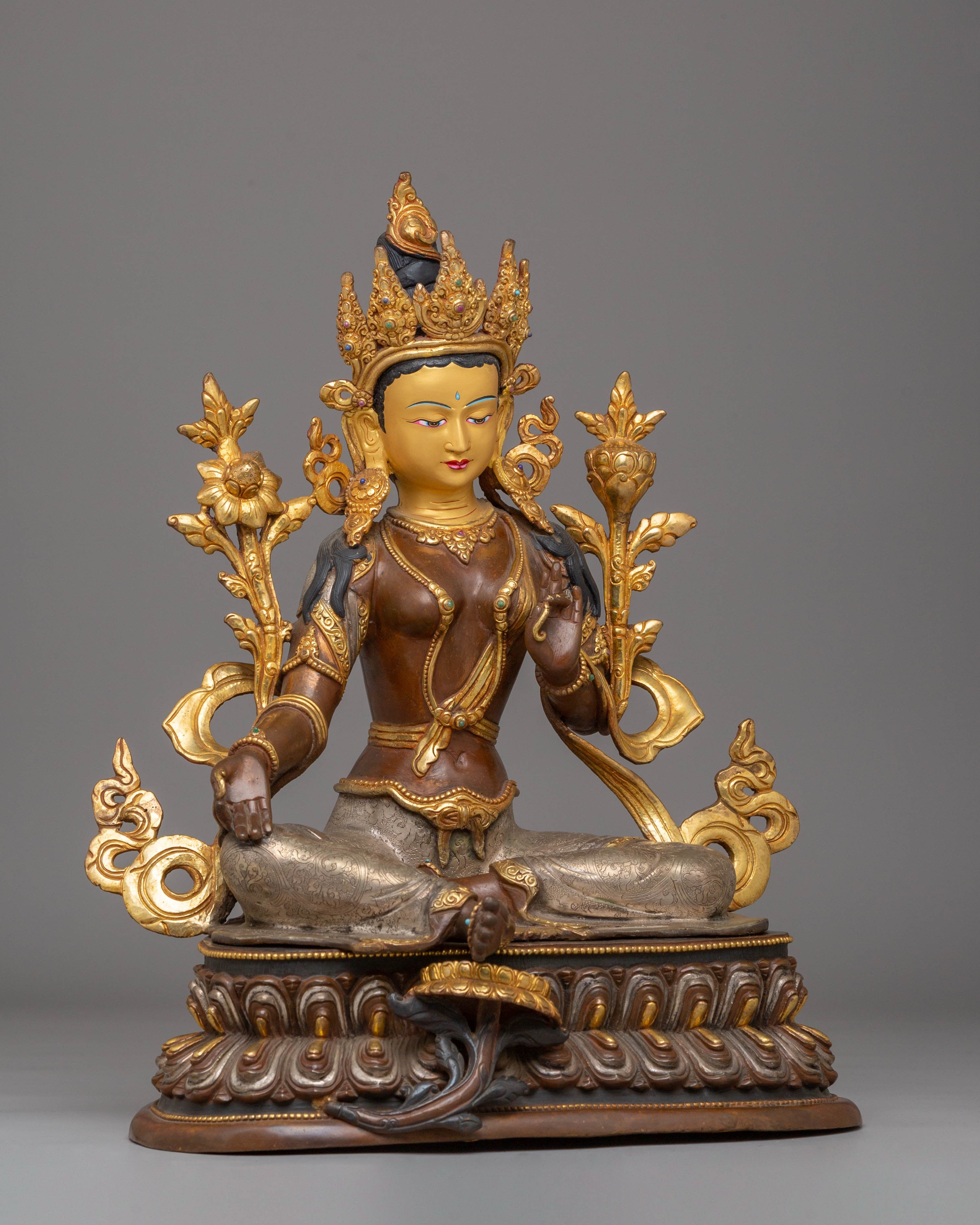 Enlightened Compassion Green Tara Statue | Green Tara Statue for Altar
