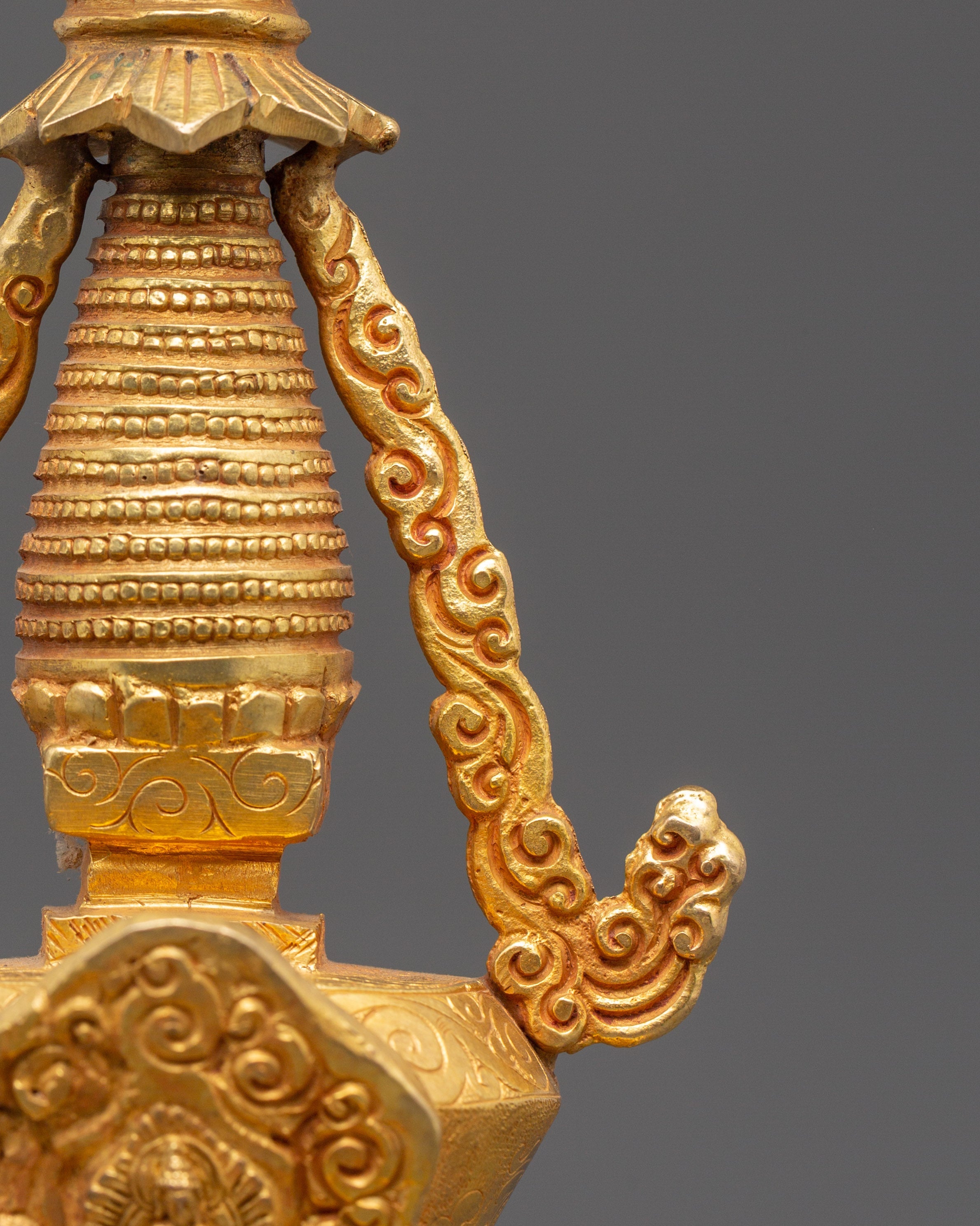 Tibetan Meditation Shrine Stupa | Gold Plated Buddhist Altar Decor
