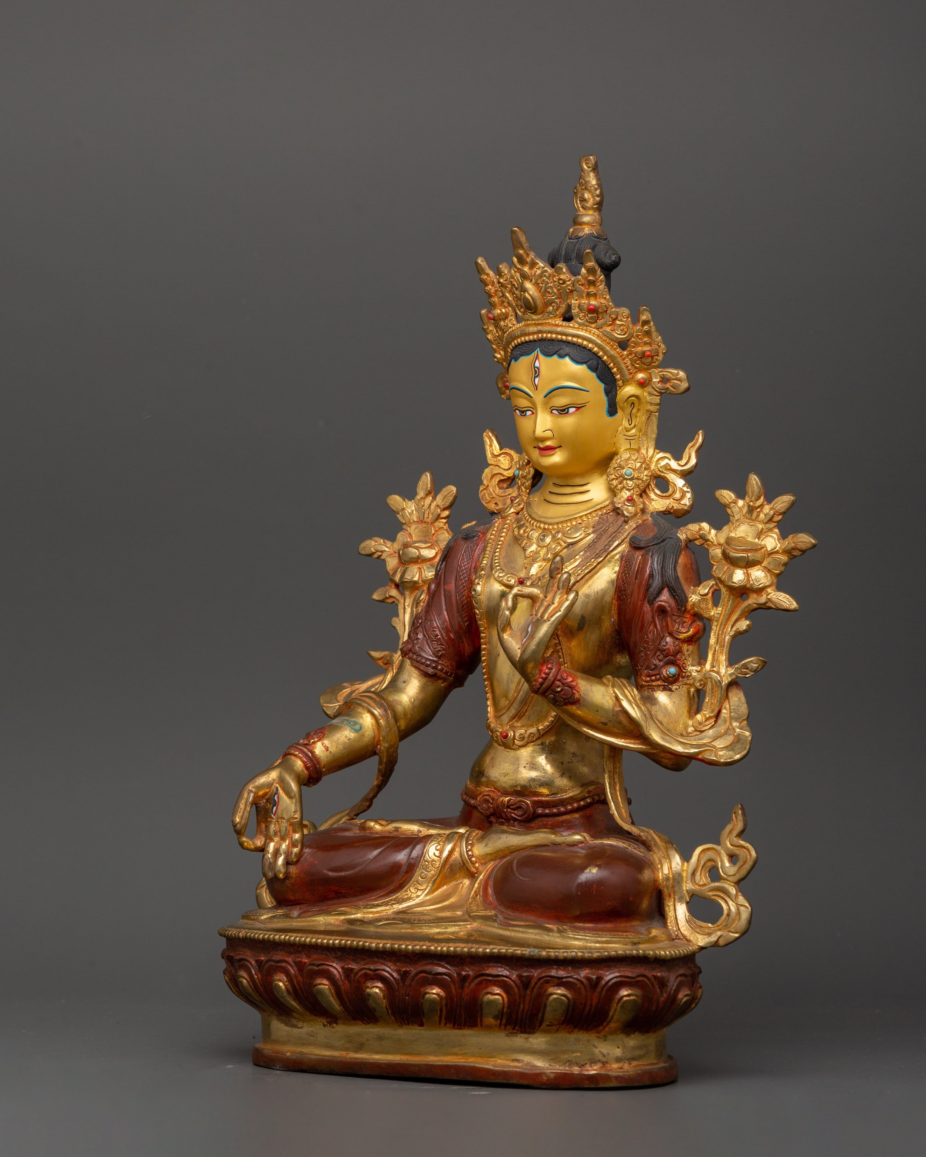 White Tara Tibetan Healing Deity Statue | Swift Action & Compassion Goddess