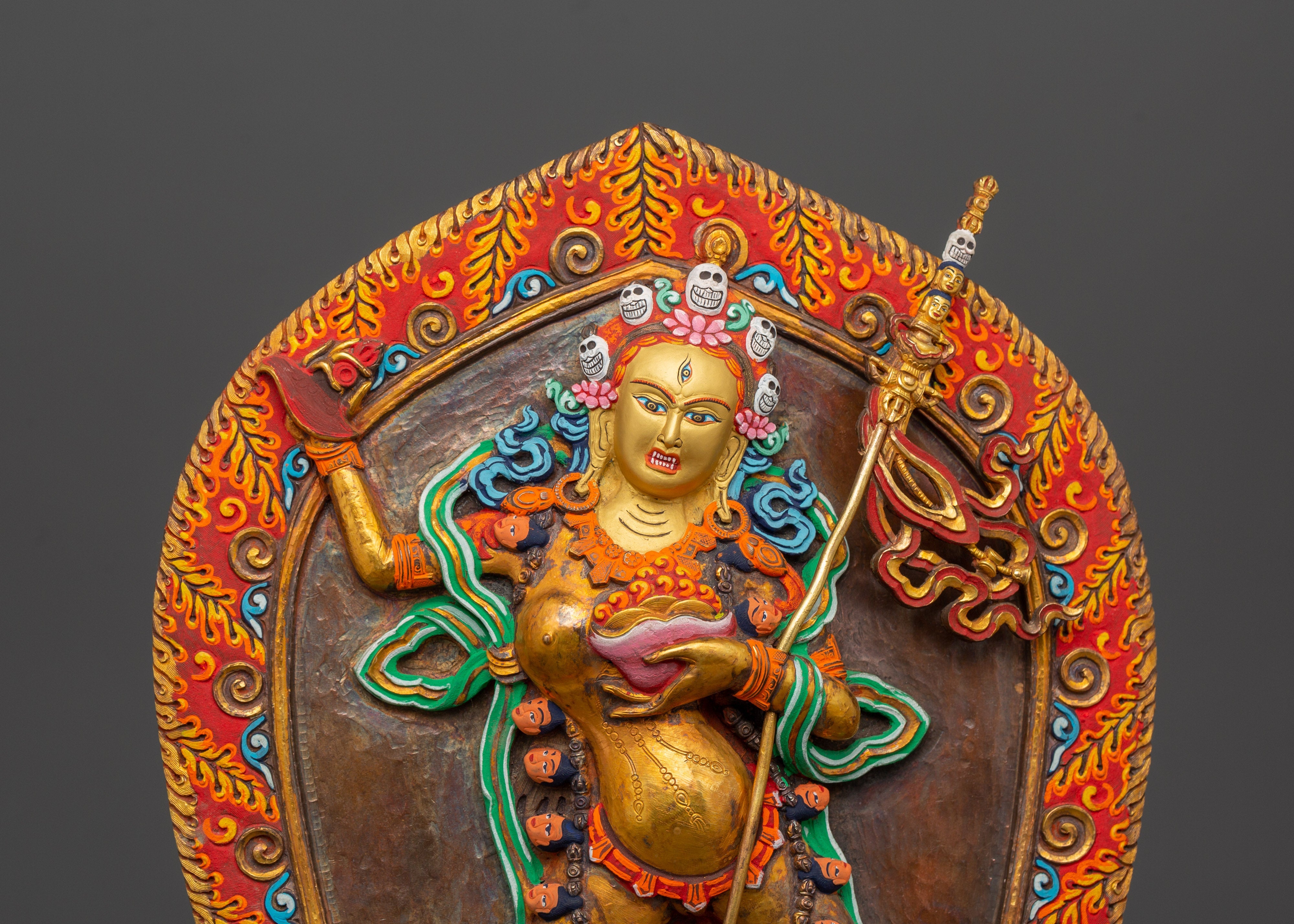 Gold-Plated Vajrayogini Statue | Buddhist Dakini Sculpture for Altar