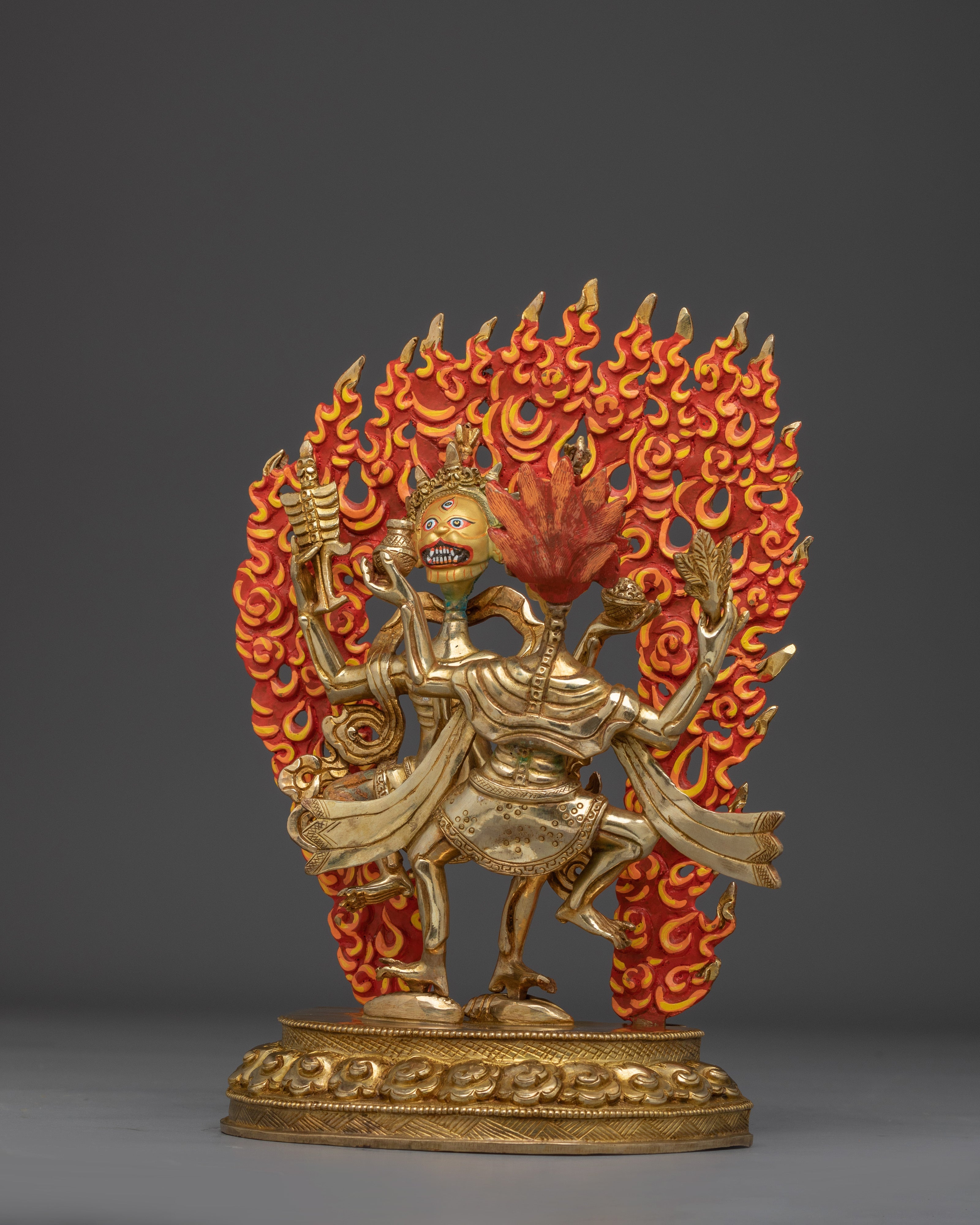 Spiritual Chitipati Gold Gilded Statue | A Fierce Protector and Symbol of Transformation