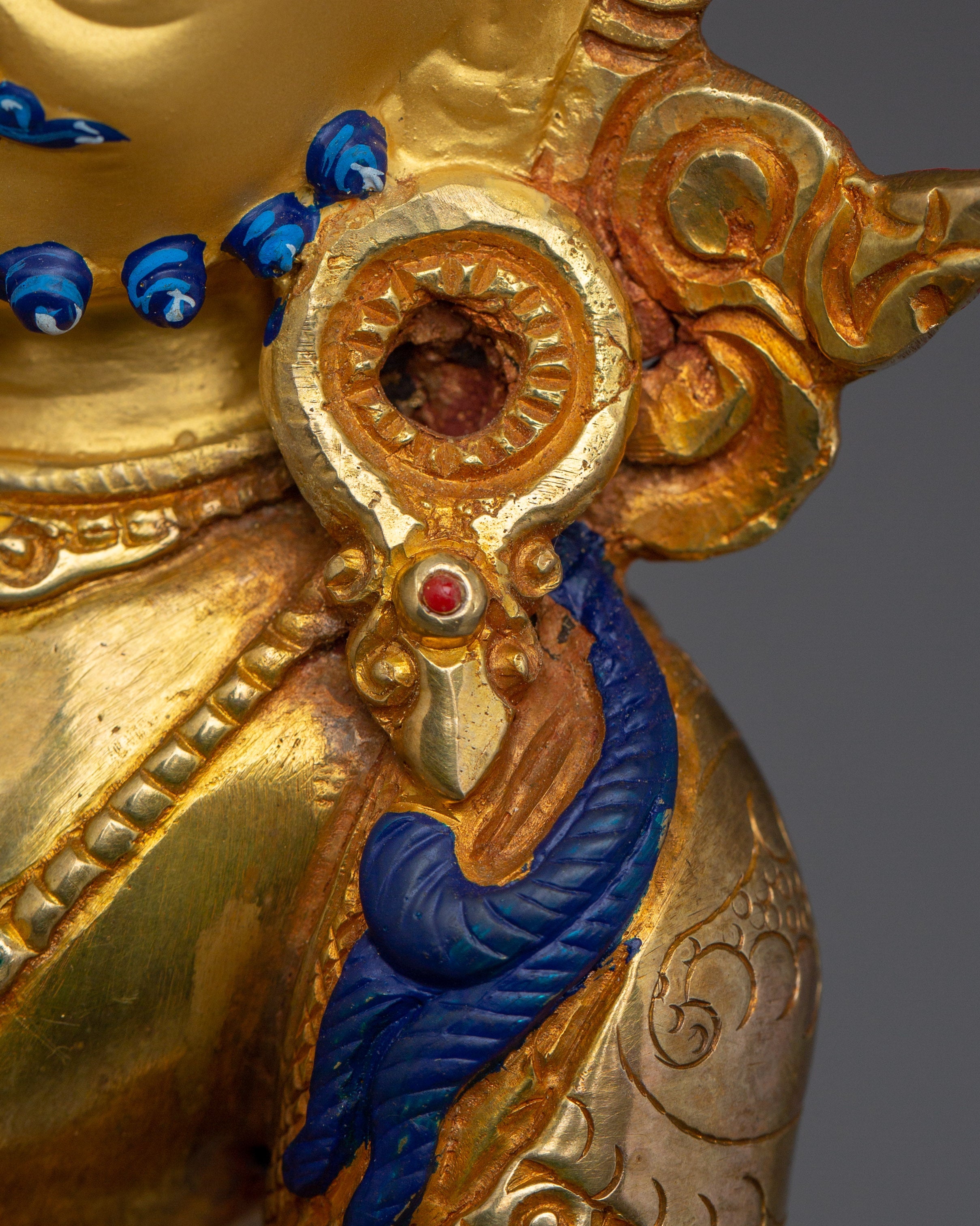 Golden Nepalese Artwork of Dzambhala | Wealth Deity of Tibetan Buddhism