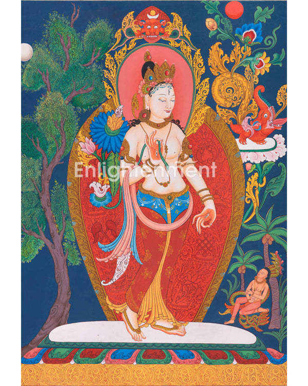 Handpainted Goddess White Tara Thangka 